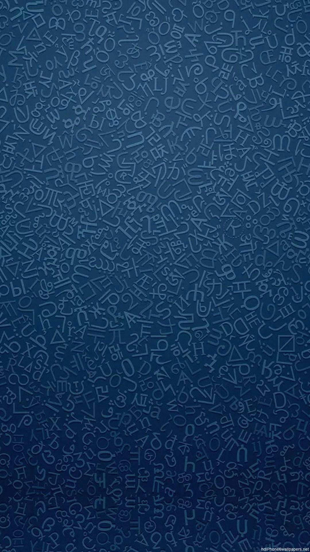Telegram, deep blue gradient, faint scattered letters, Full HD Phone Wallpaper