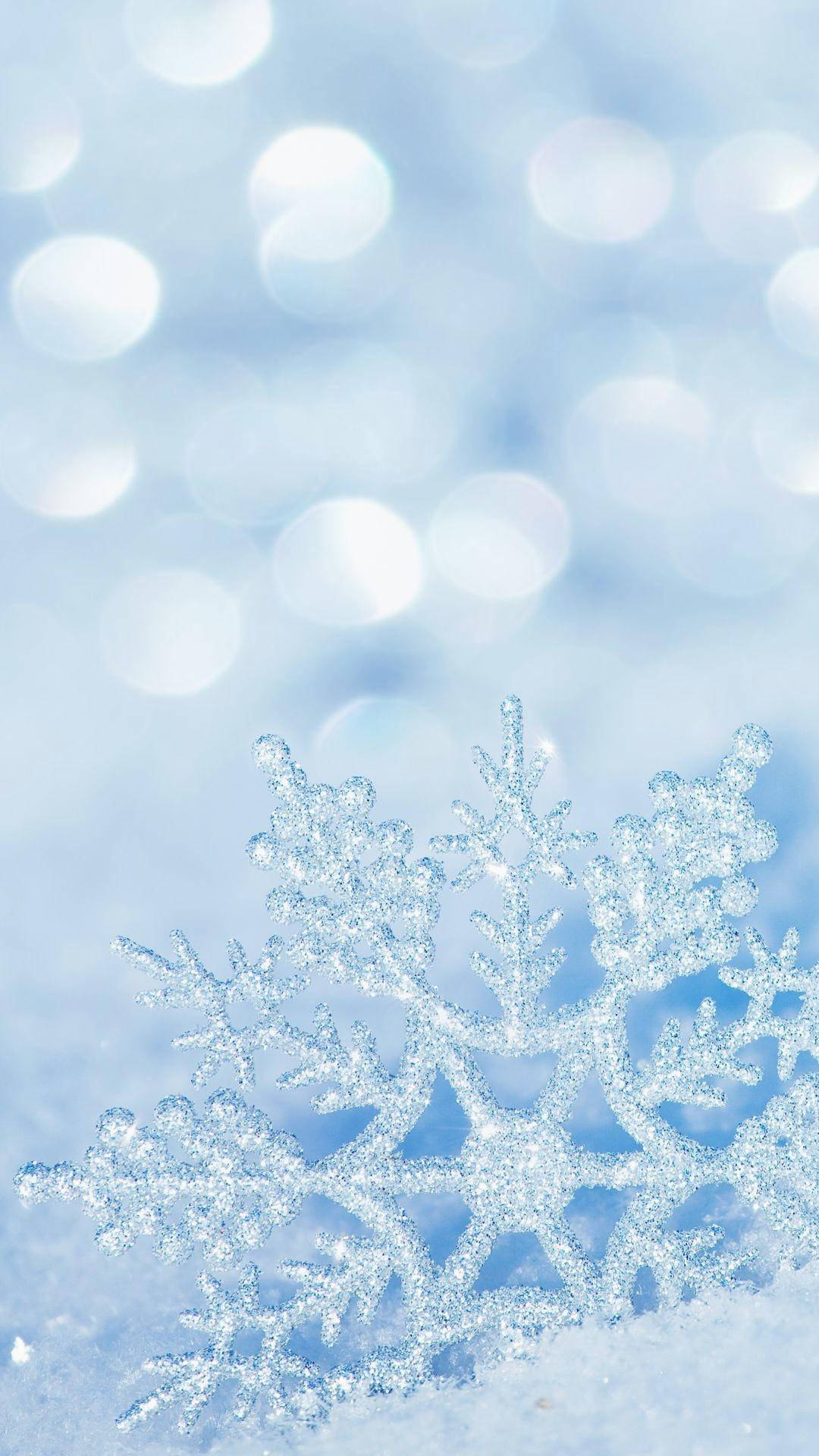 Telegram, large snowflake, soft blue bokeh, Full HD Phone Wallpaper