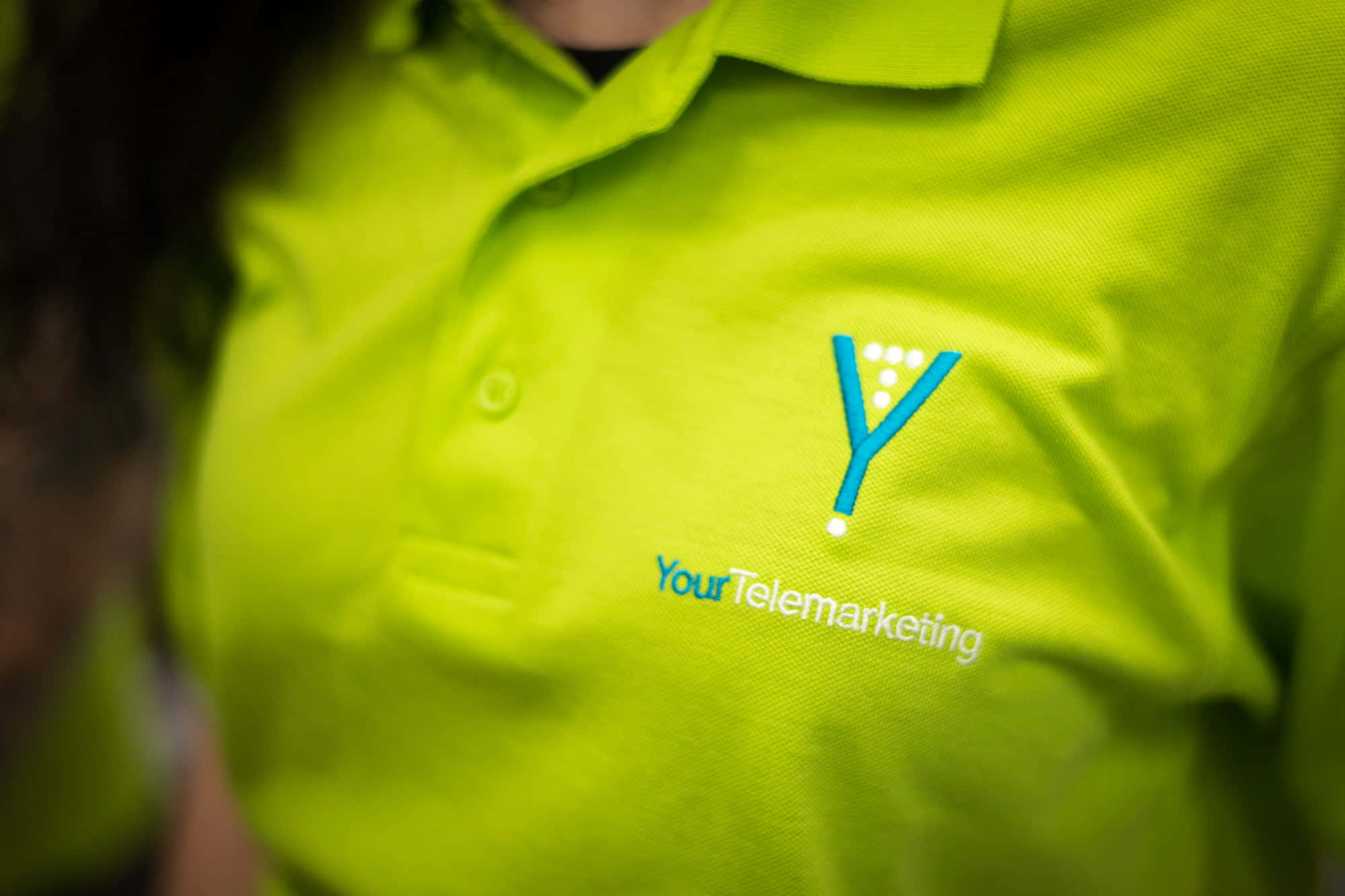 Telemarketing, lime green, blue 'Y' logo, Full HD Desktop Wallpaper