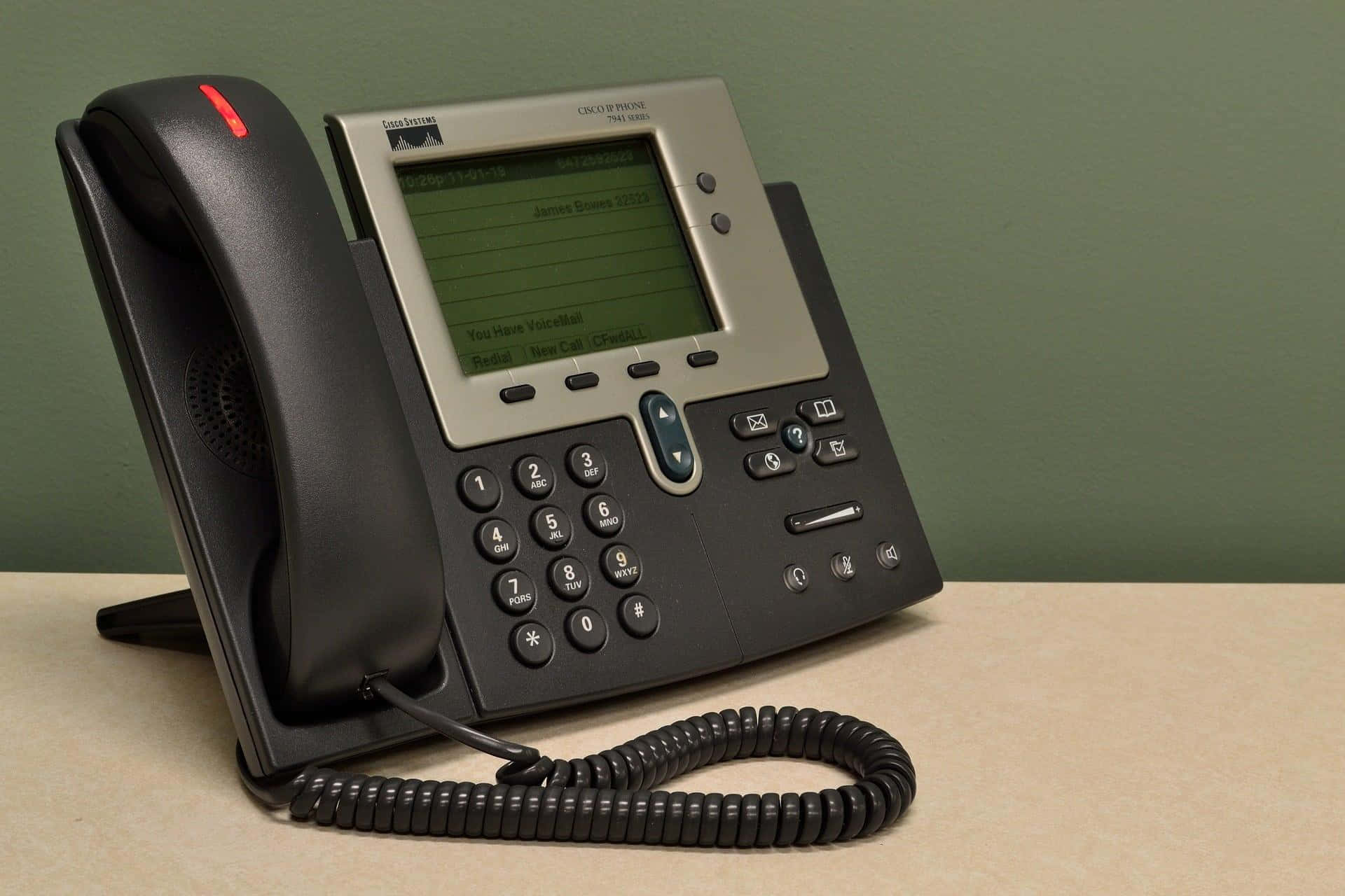 Cisco office phone, black, coiled cord, Full HD Desktop Wallpaper