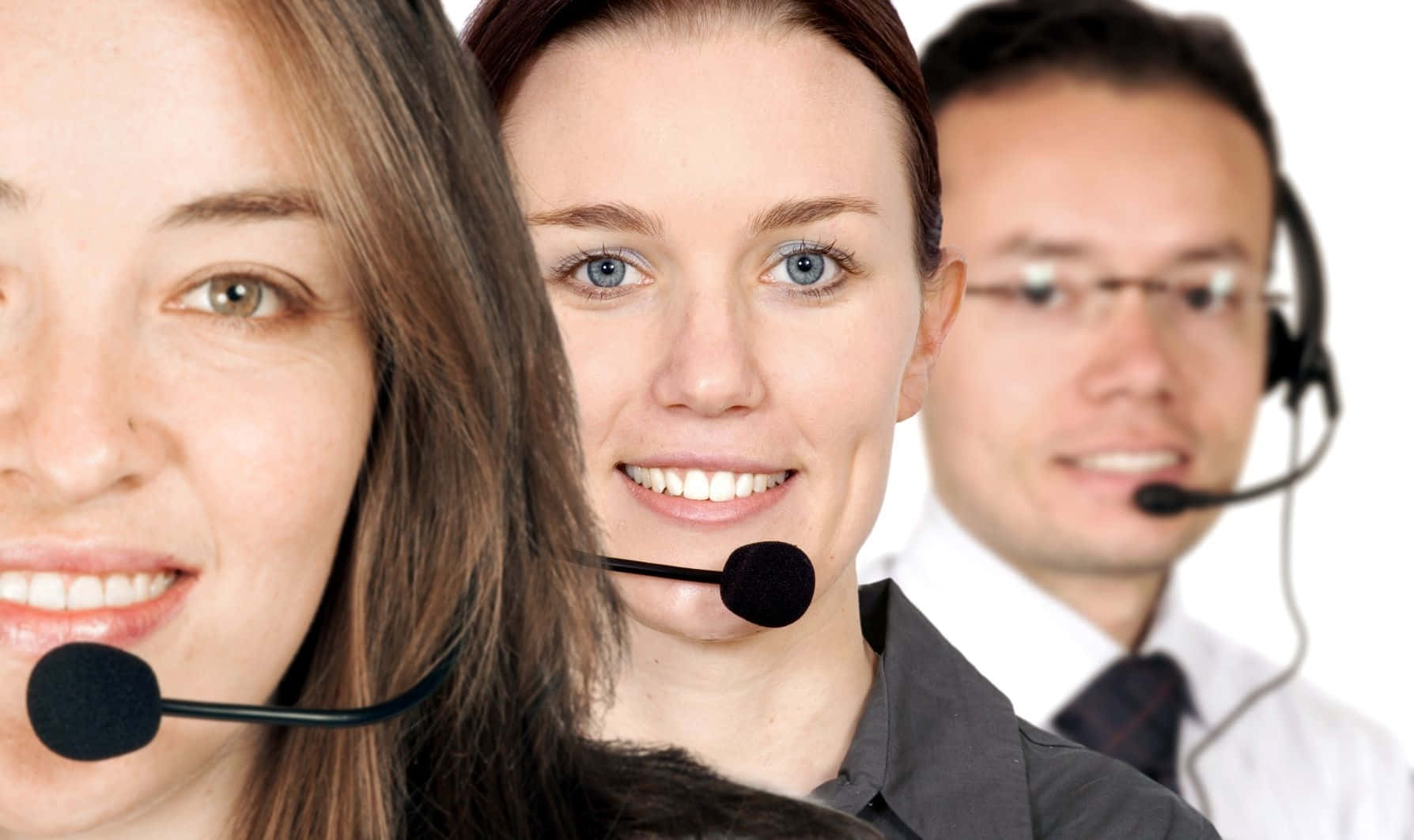 Telemarketing, headsets, clean white background, HD Desktop Wallpaper
