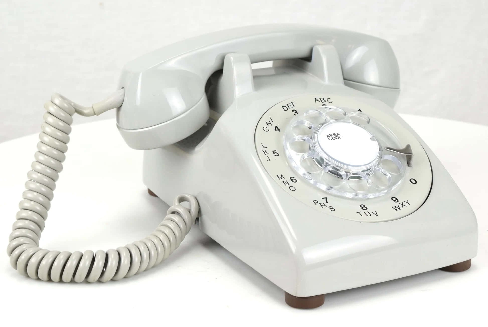 vintage rotary telephone, cream-colored, coiled cord, Full HD Desktop Wallpaper