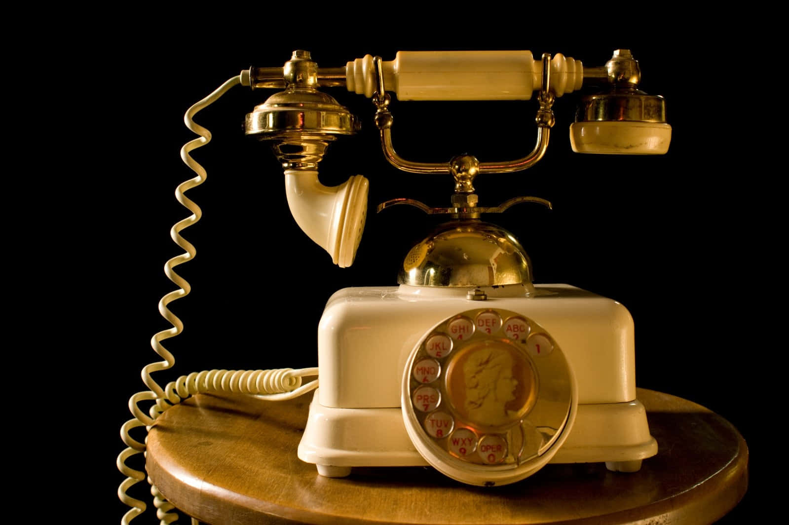 vintage rotary telephone, cream, brass accents, HD Desktop Wallpaper