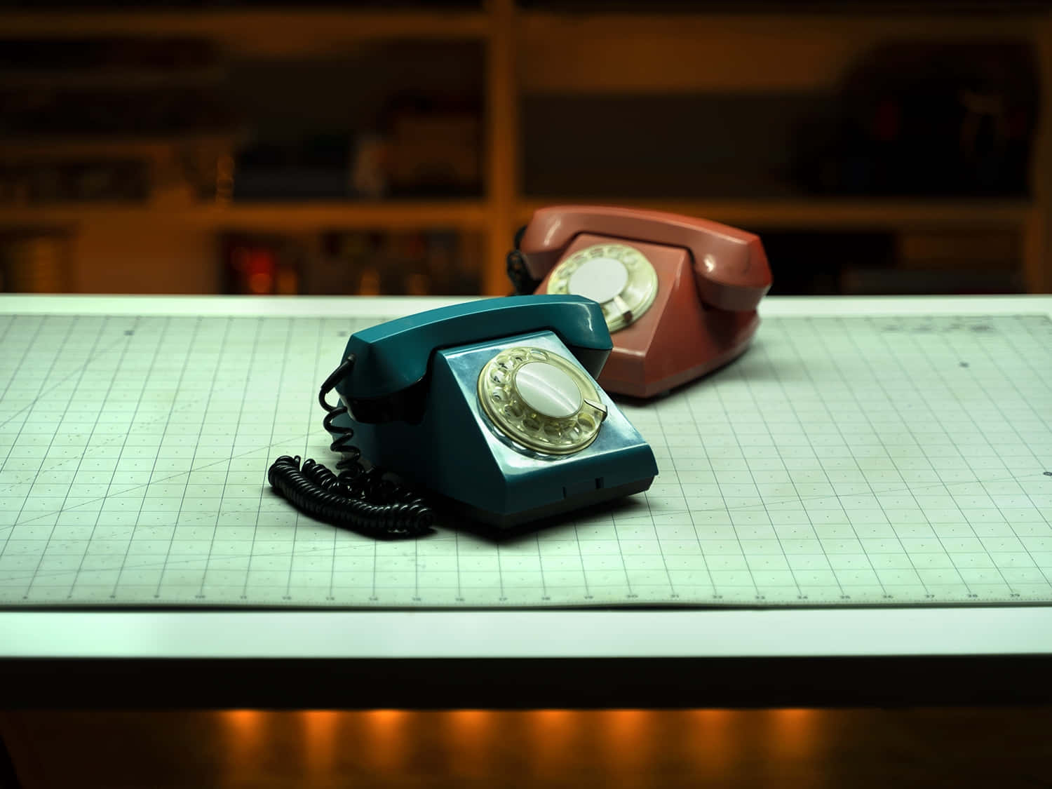 vintage rotary phones, teal, brown, HD Desktop Wallpaper