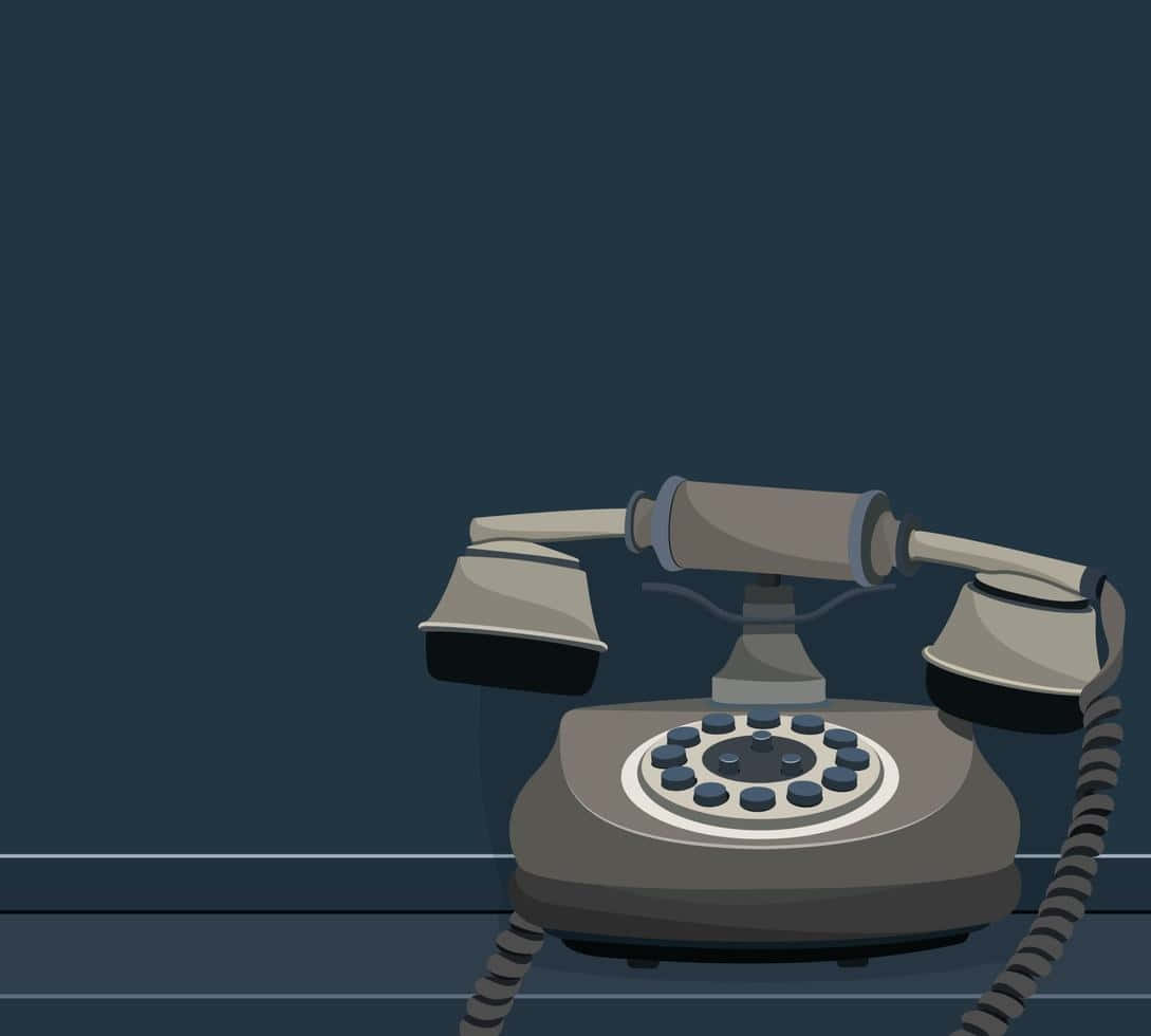 vintage rotary telephone, dark blue surface, matching backdrop, SD Desktop Wallpaper