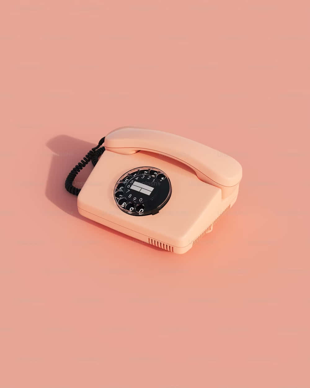 vintage pink rotary phone, peach rotary phone, pastel pink surface, SD Phone Wallpaper