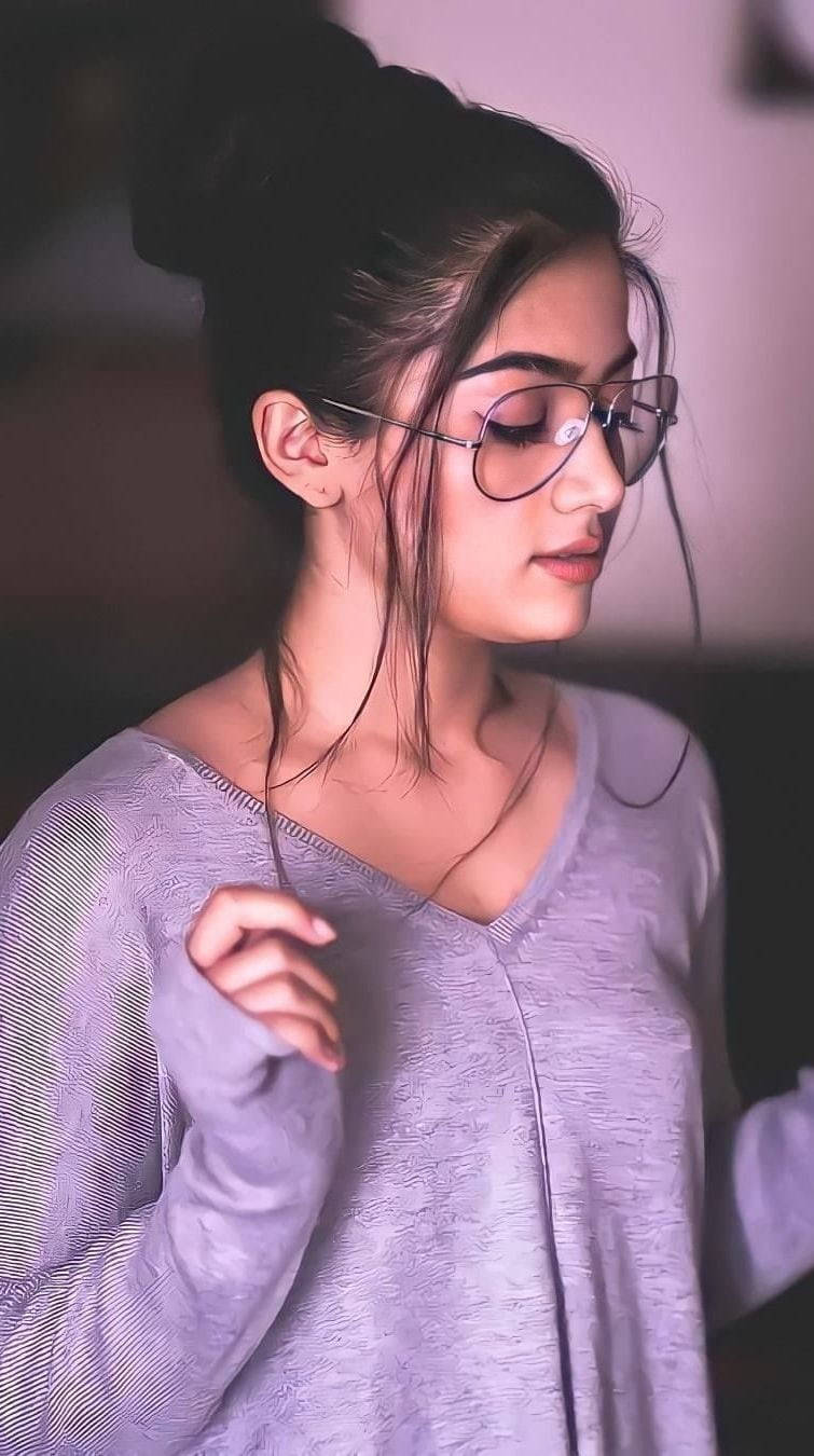 modern telugu heroines outfit, purple sweater, glasses, HD Phone Wallpaper