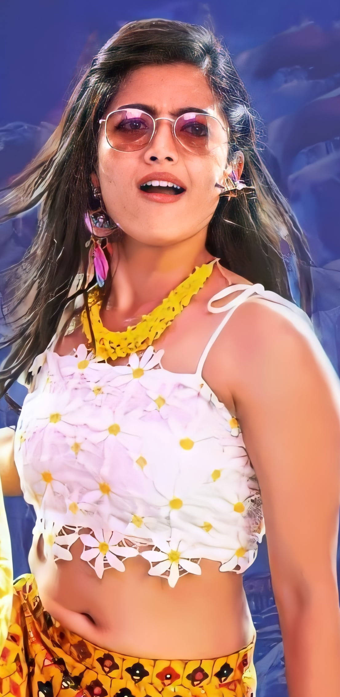 retro telugu heroines, long dark hair, pink sunglasses, Full HD Phone Wallpaper
