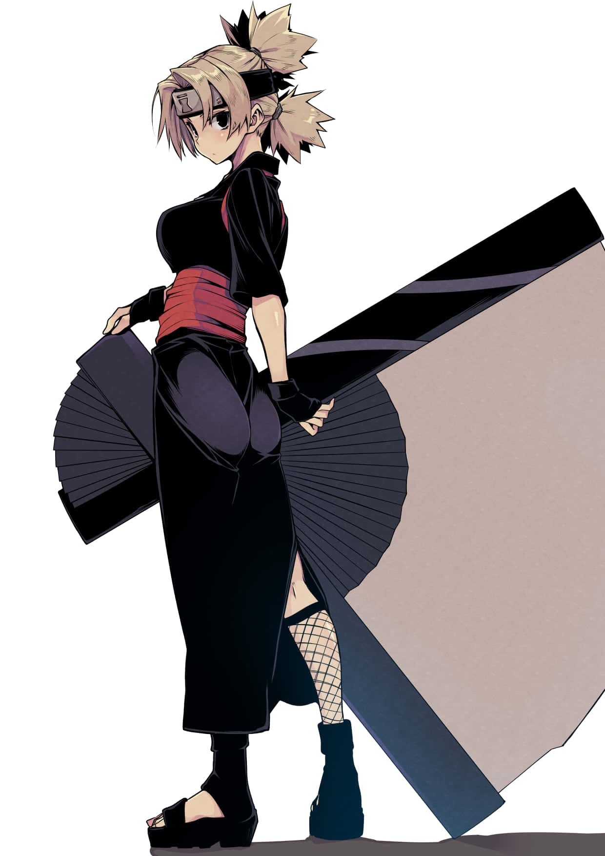 Temari, spiky blonde hair, black outfit, HD Phone Wallpaper