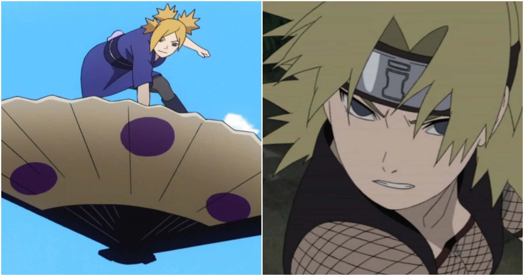 Temari, spiky blonde hair, large purple-dotted fan, HD Desktop Wallpaper