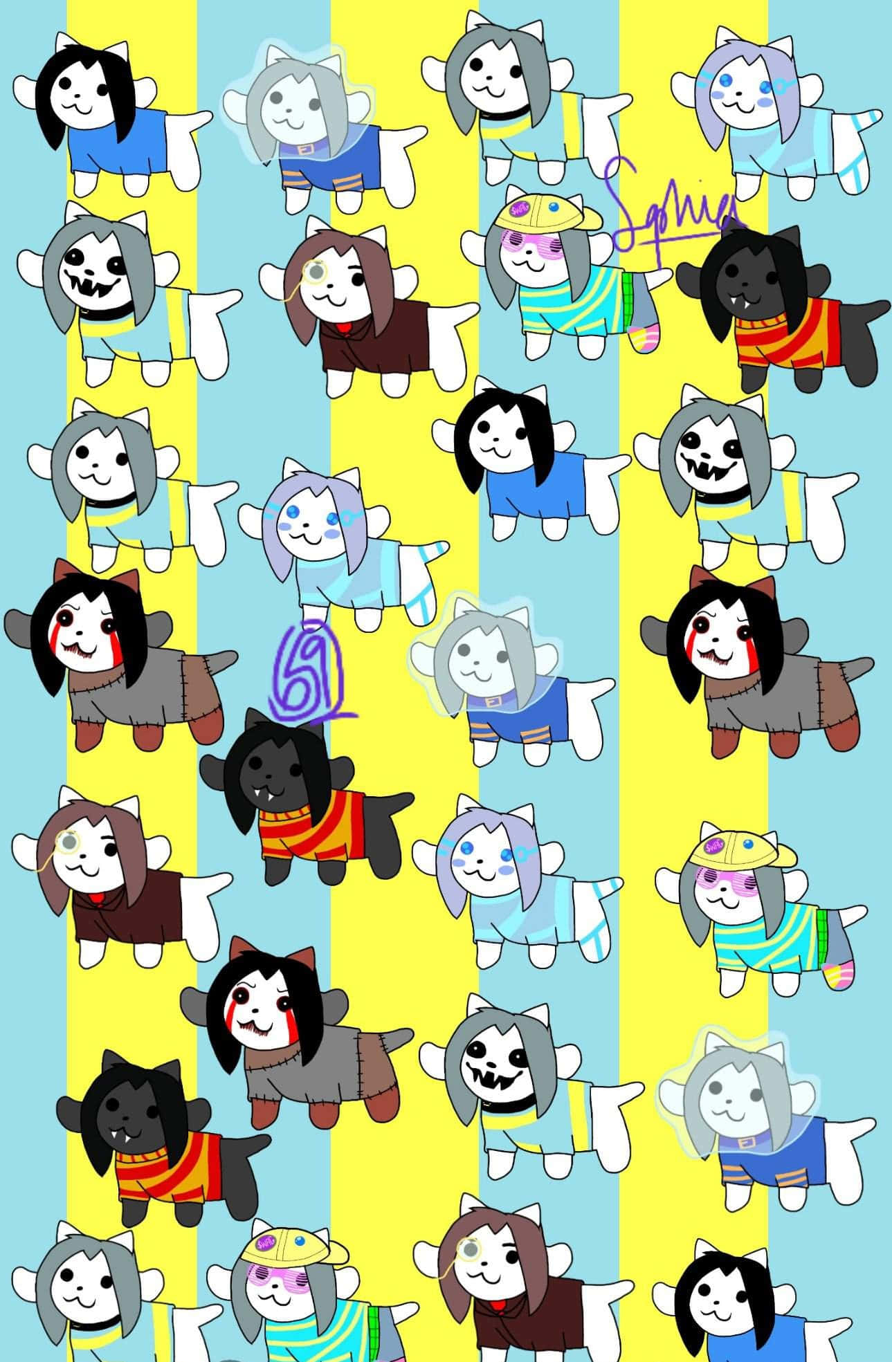 Temmie, Undertale, cartoon cat characters, Full HD Phone Wallpaper