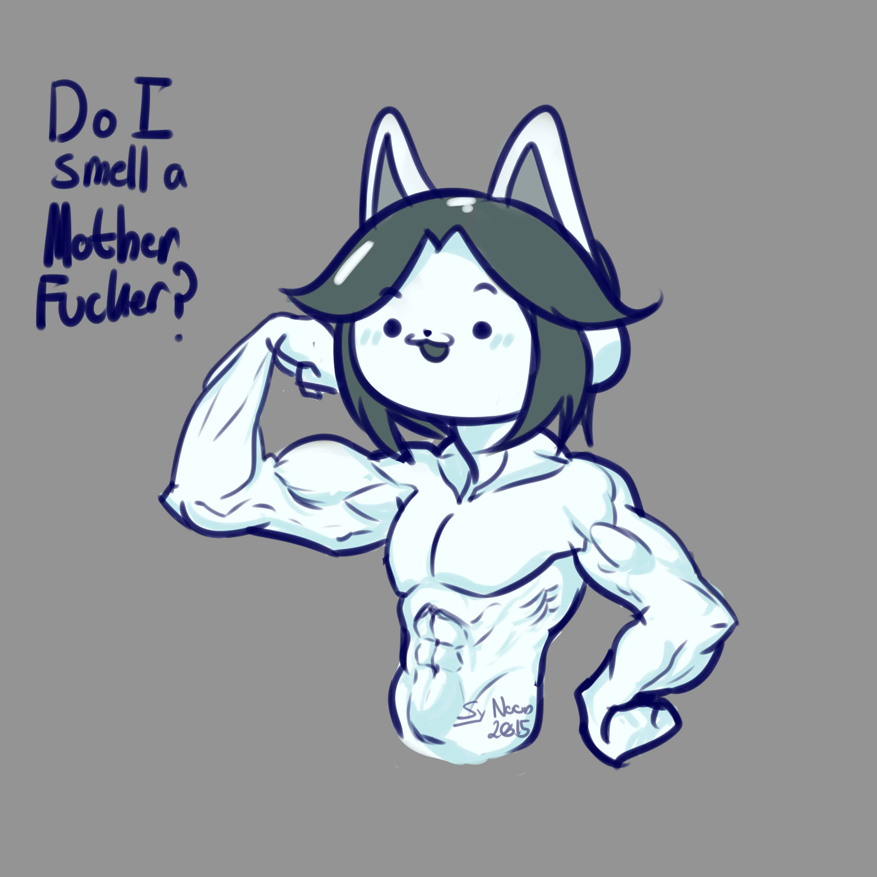 Temmie Undertale, cartoon catgirl, dark hair, 2K Desktop Wallpaper