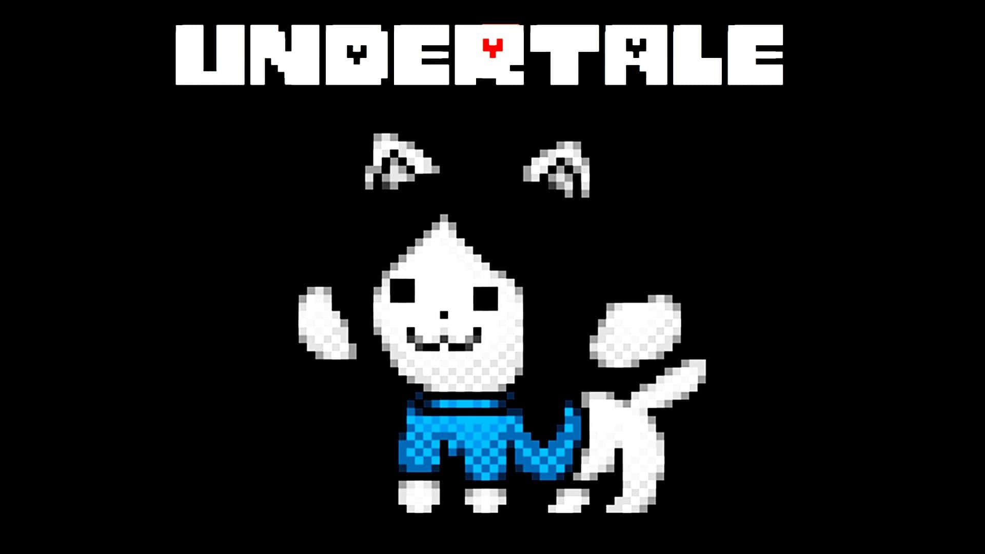 Temmie, Undertale, black background, Full HD Desktop Wallpaper
