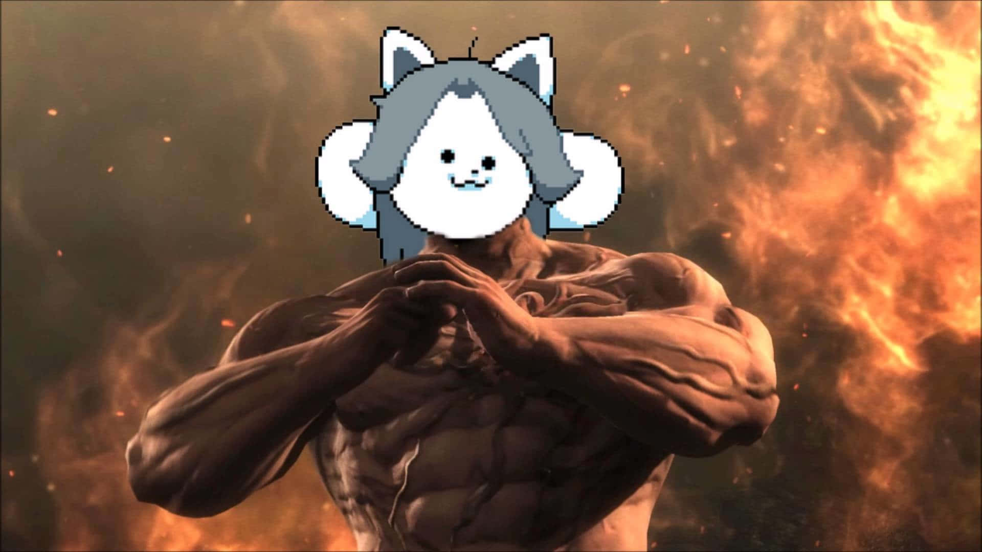 Temmie Undertale, anime character, pixelated cat face, Full HD Desktop Wallpaper