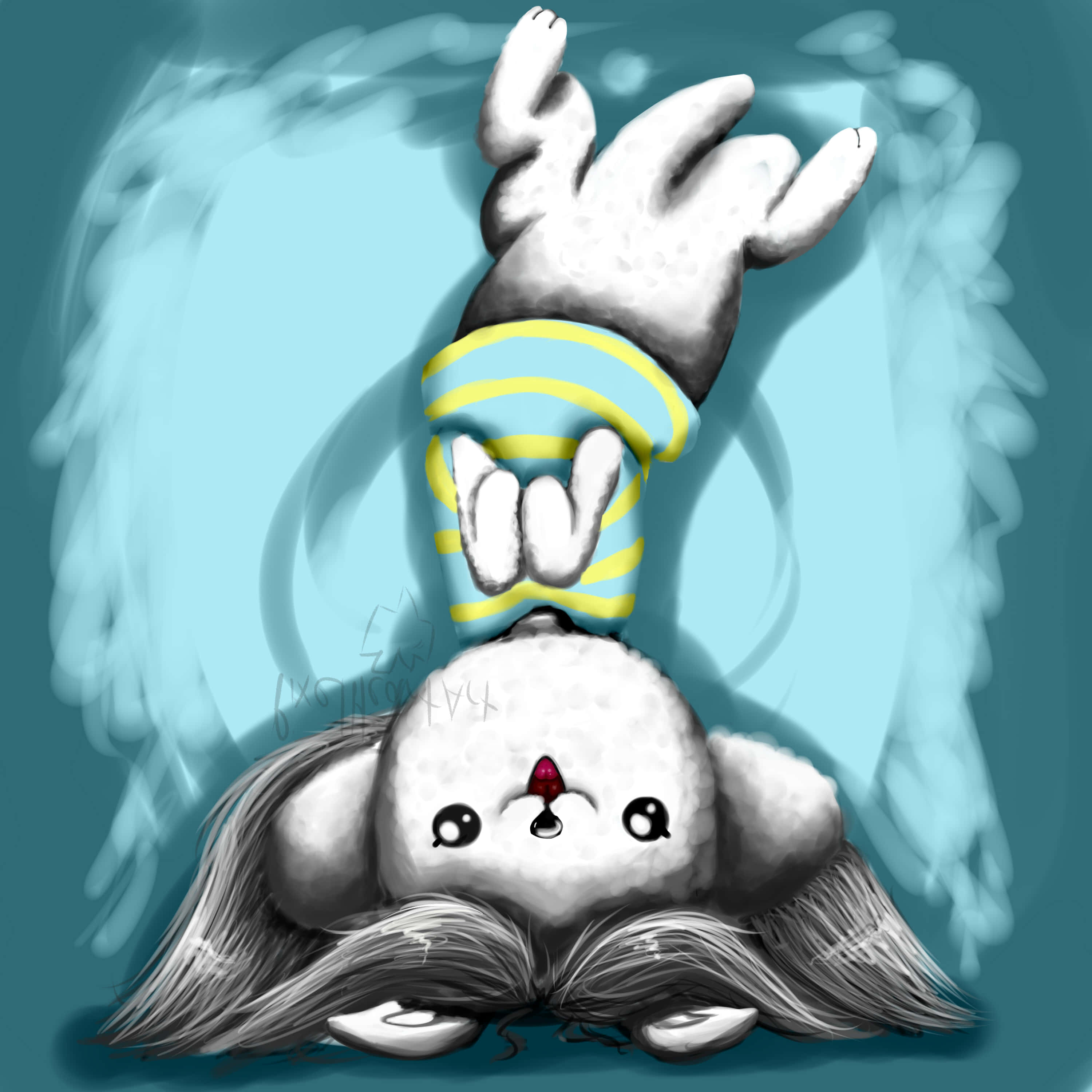 Temmie Undertale, white fur, mustache, 2K Desktop Wallpaper
