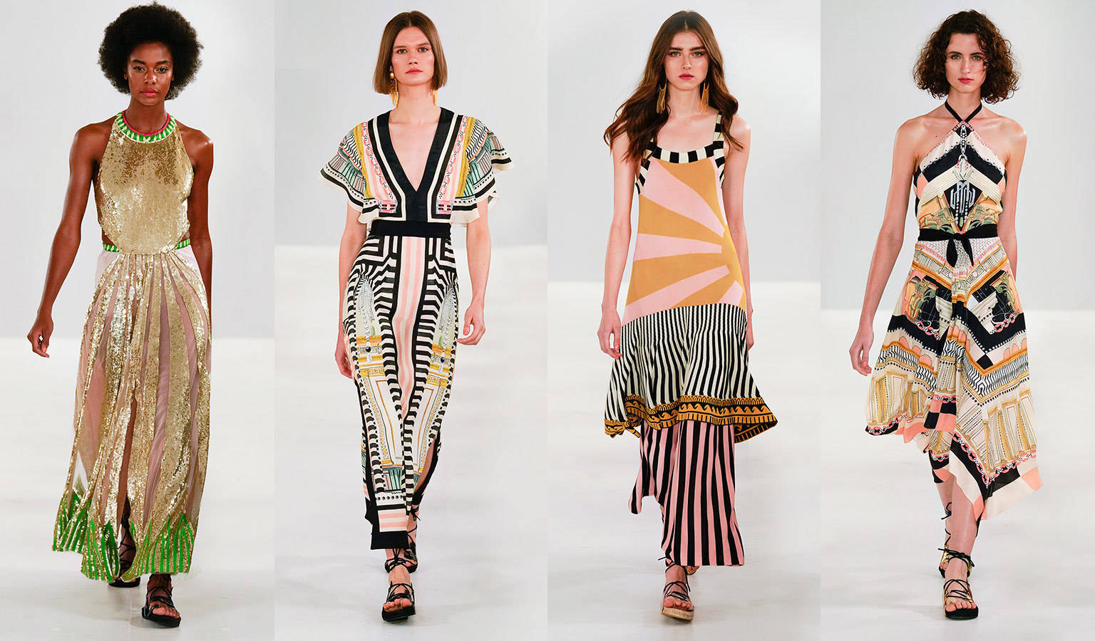 Temperley London, four dresses, models, HD Desktop Wallpaper