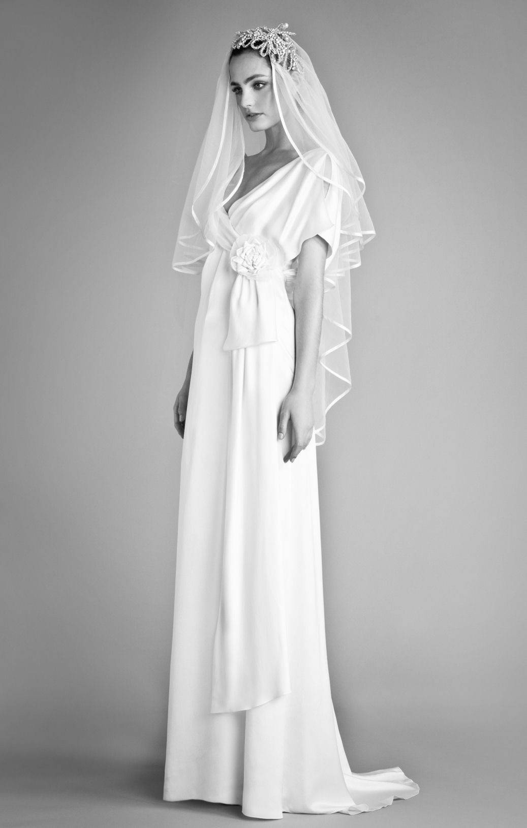 Temperley London, Monochrome Veil, white gown, HD Phone Wallpaper