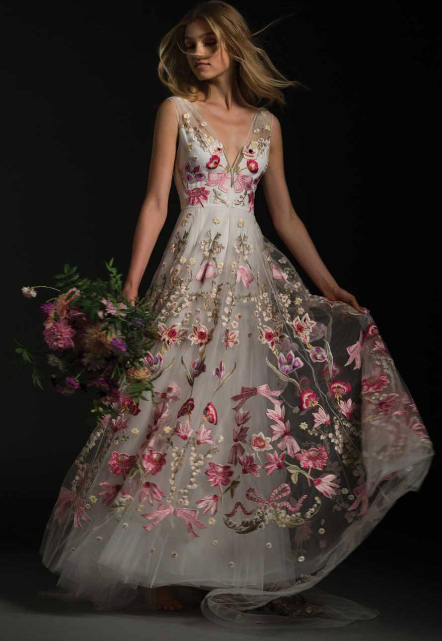 Temperley London, dress, flower petals, HD Phone Wallpaper