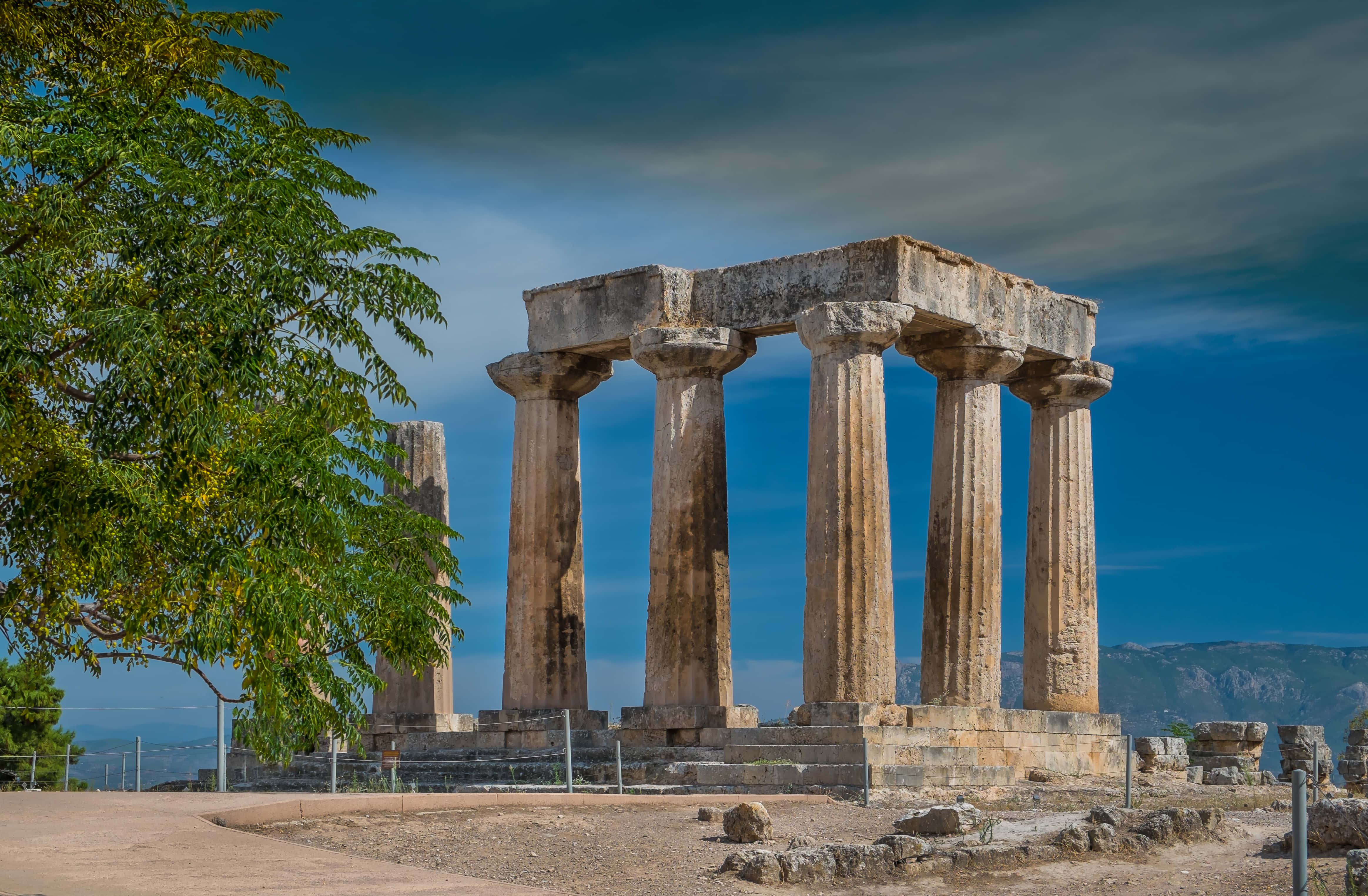 Temple Of Apollo, ancient stone temple ruins, towering columns, 4K Desktop Wallpaper