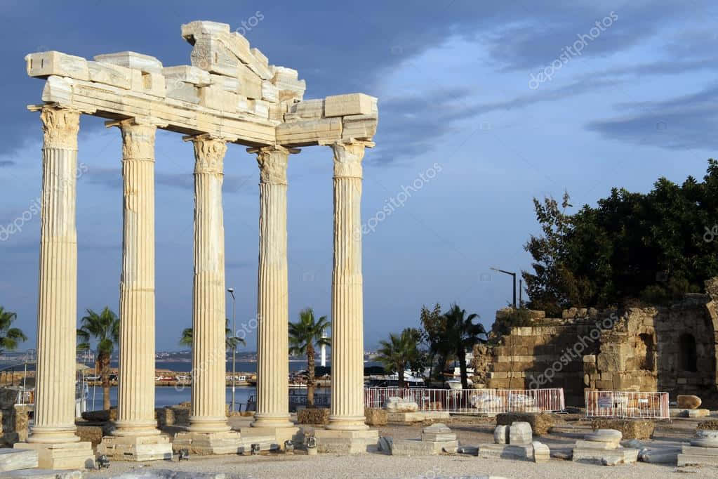 Temple Of Apollo, twilight sky, ancient stone temple columns, SD Desktop Wallpaper