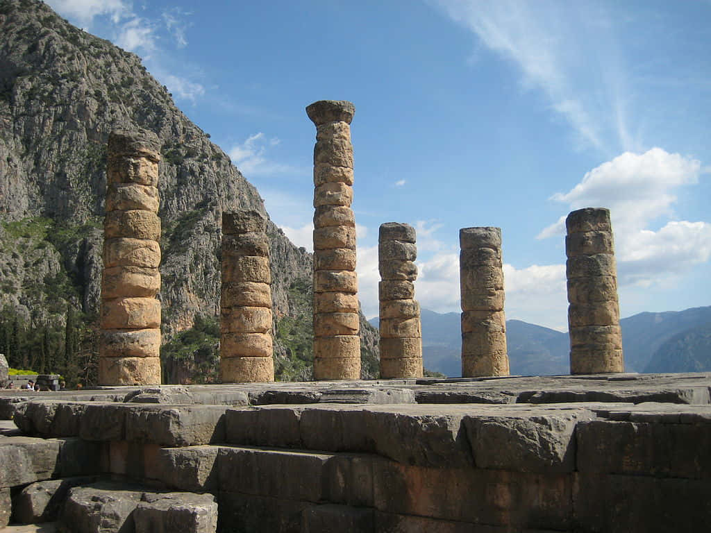 Doric columns, Temple Of Apollo, ruined temple, SD Desktop Wallpaper