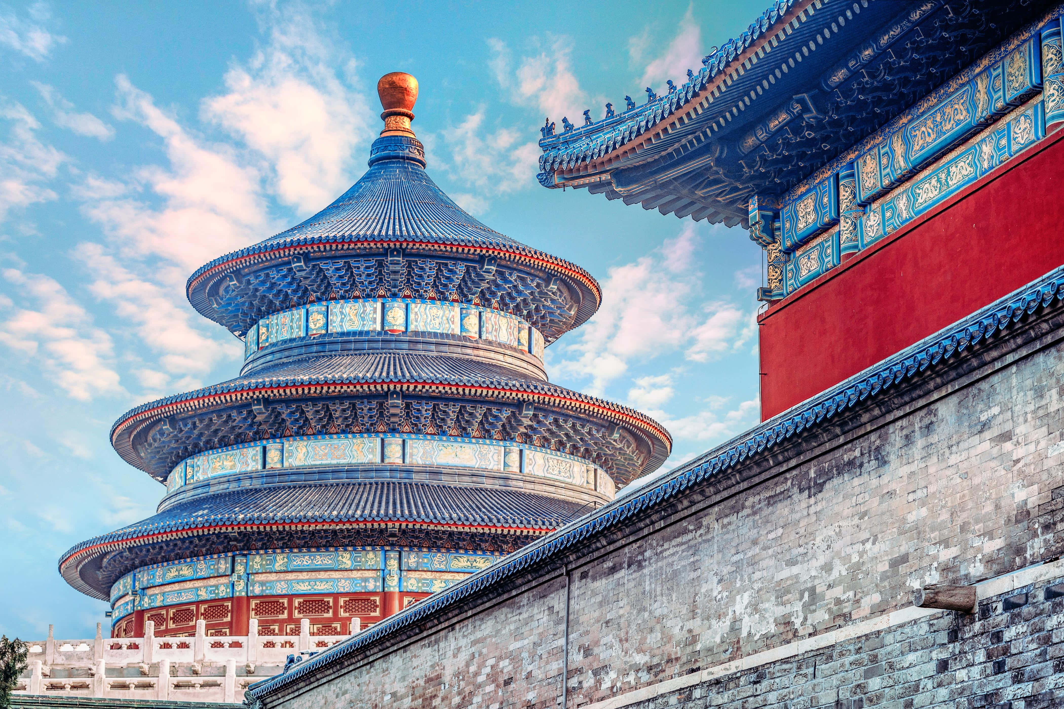 Temple Of Heaven, Circular Building, blue tiled, 4K Desktop Wallpaper