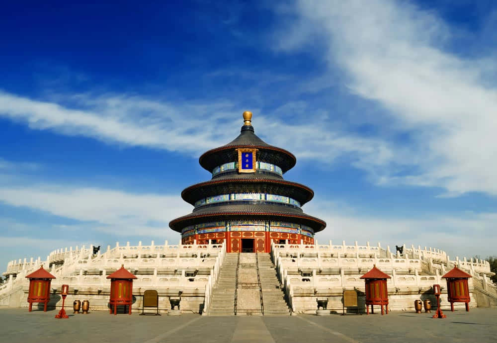 Temple Of Heaven, blue roof, red pillars, SD Desktop Wallpaper