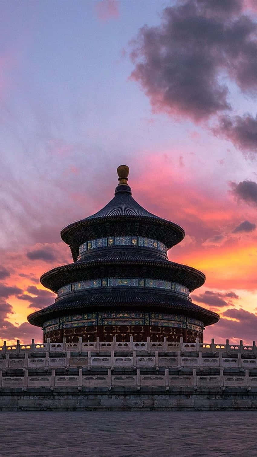 Temple Of Heaven, sunset, pink, HD Phone Wallpaper