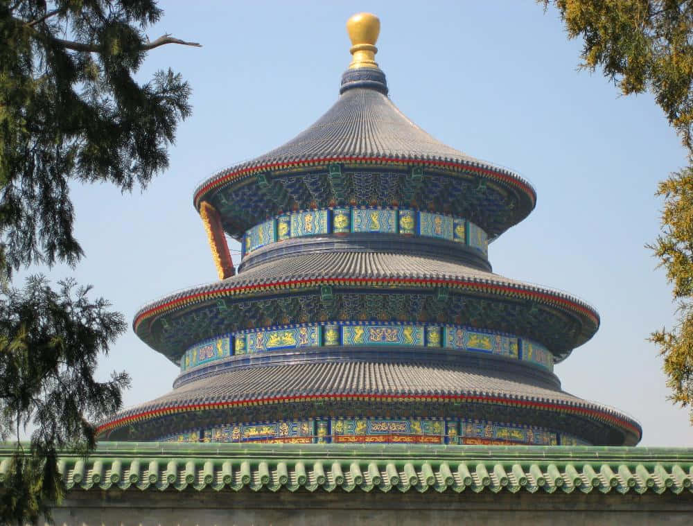 Temple Of Heaven, blue tiled roofs, golden accents, SD Desktop Wallpaper