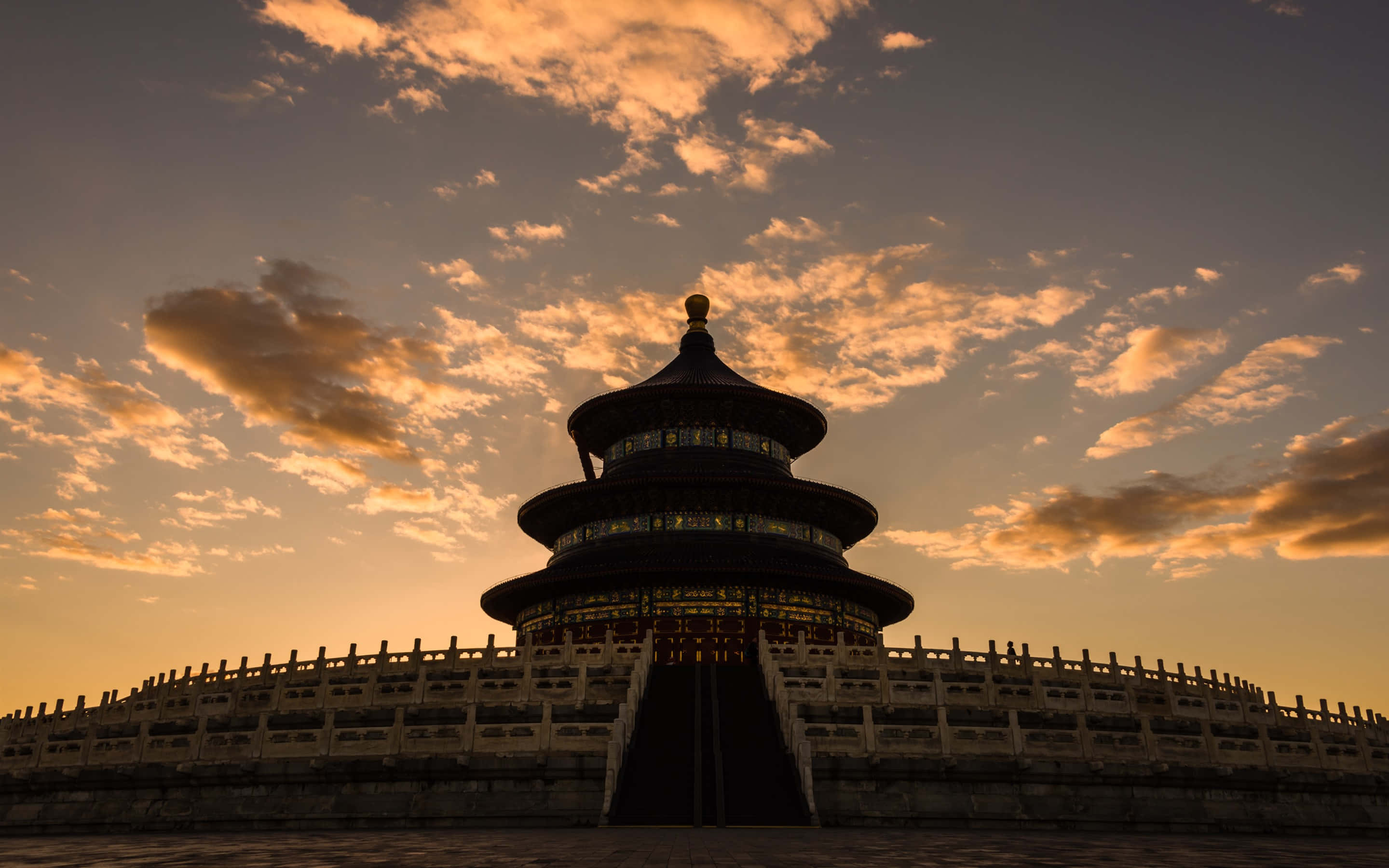 Temple Of Heaven, circular mound altar, sunset, 2K Desktop Wallpaper