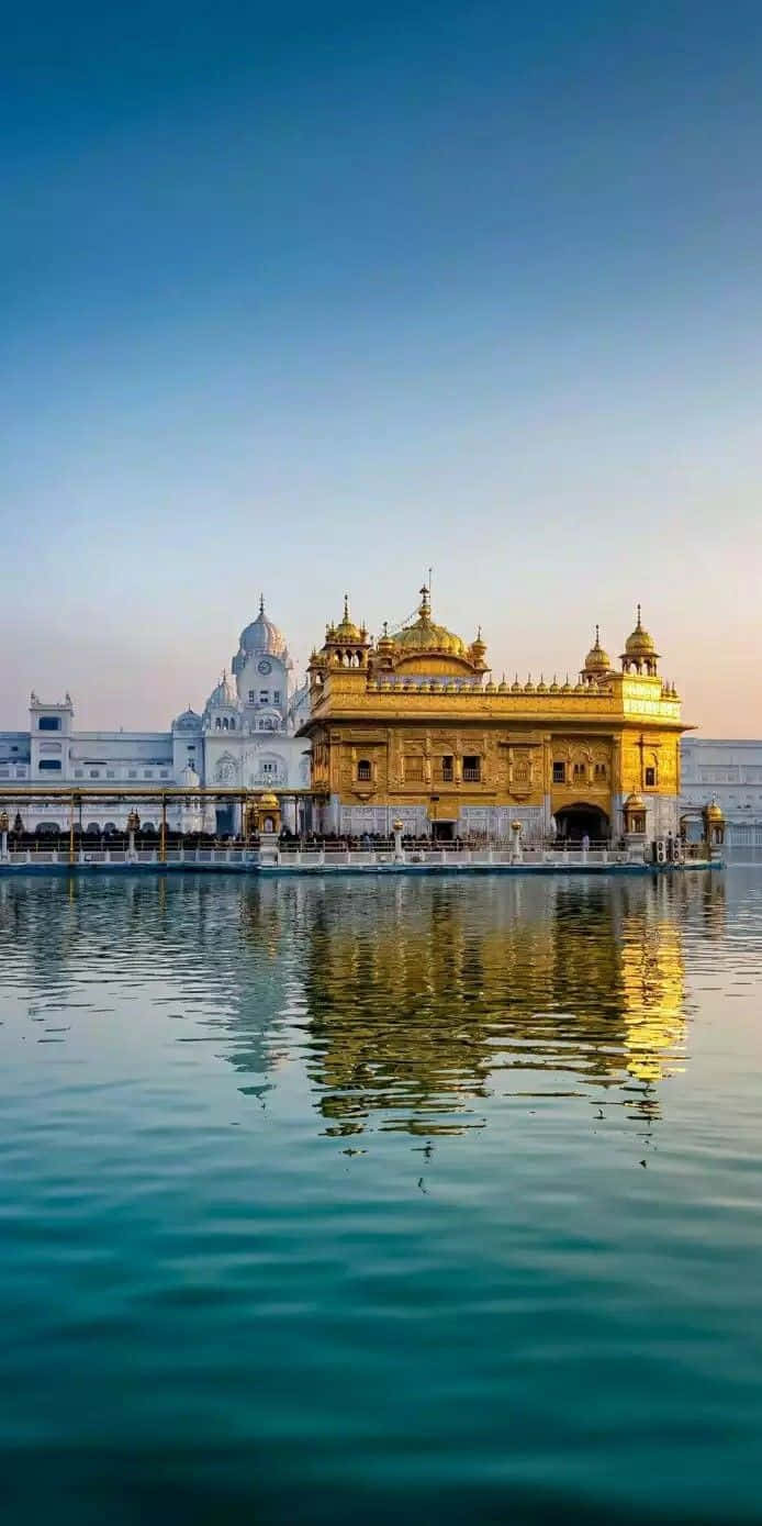 Golden Temple, sunset, calm turquoise waters, HD Phone Wallpaper