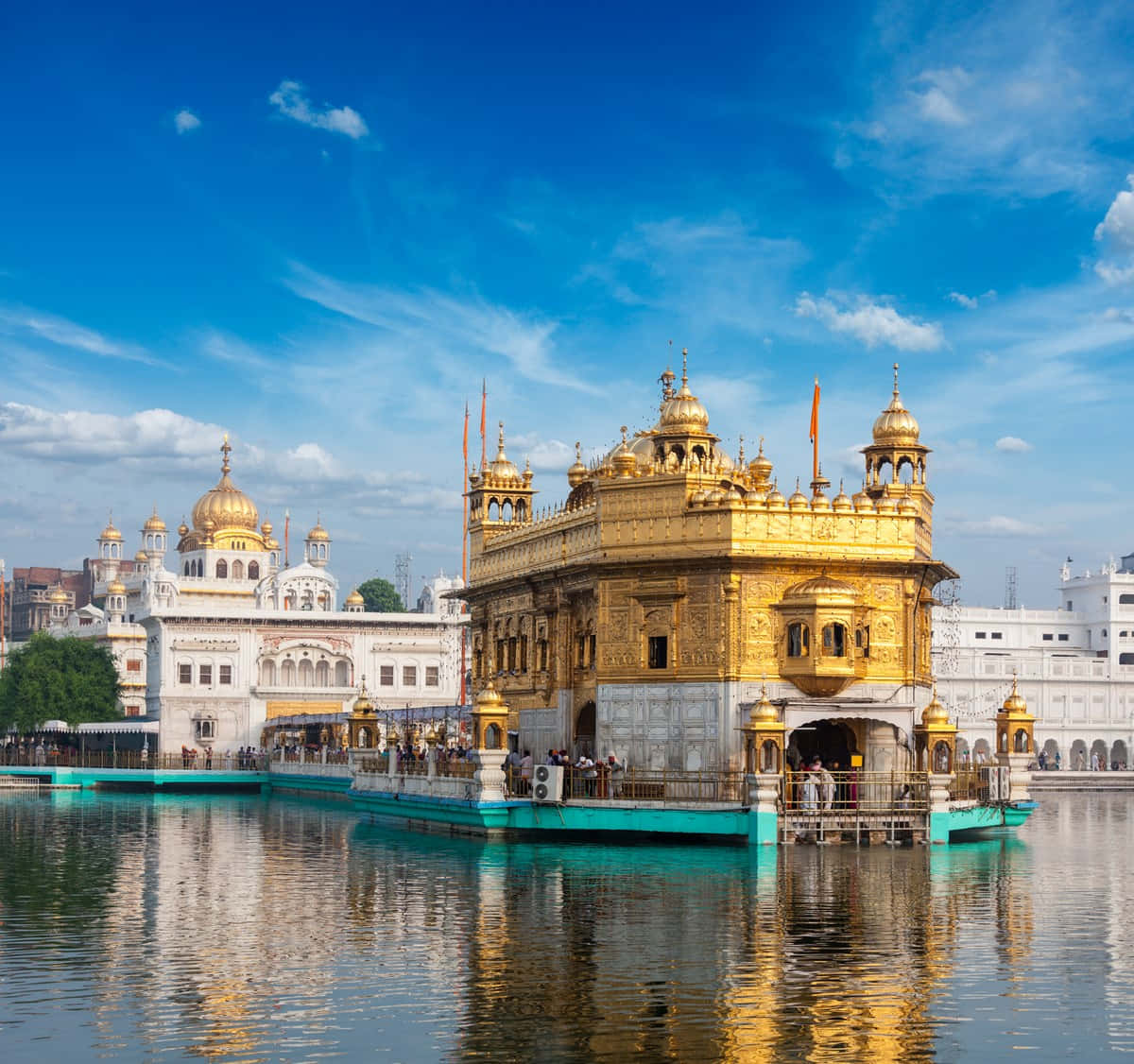 Golden Temple, bright blue sky, white clouds, SD Desktop Wallpaper