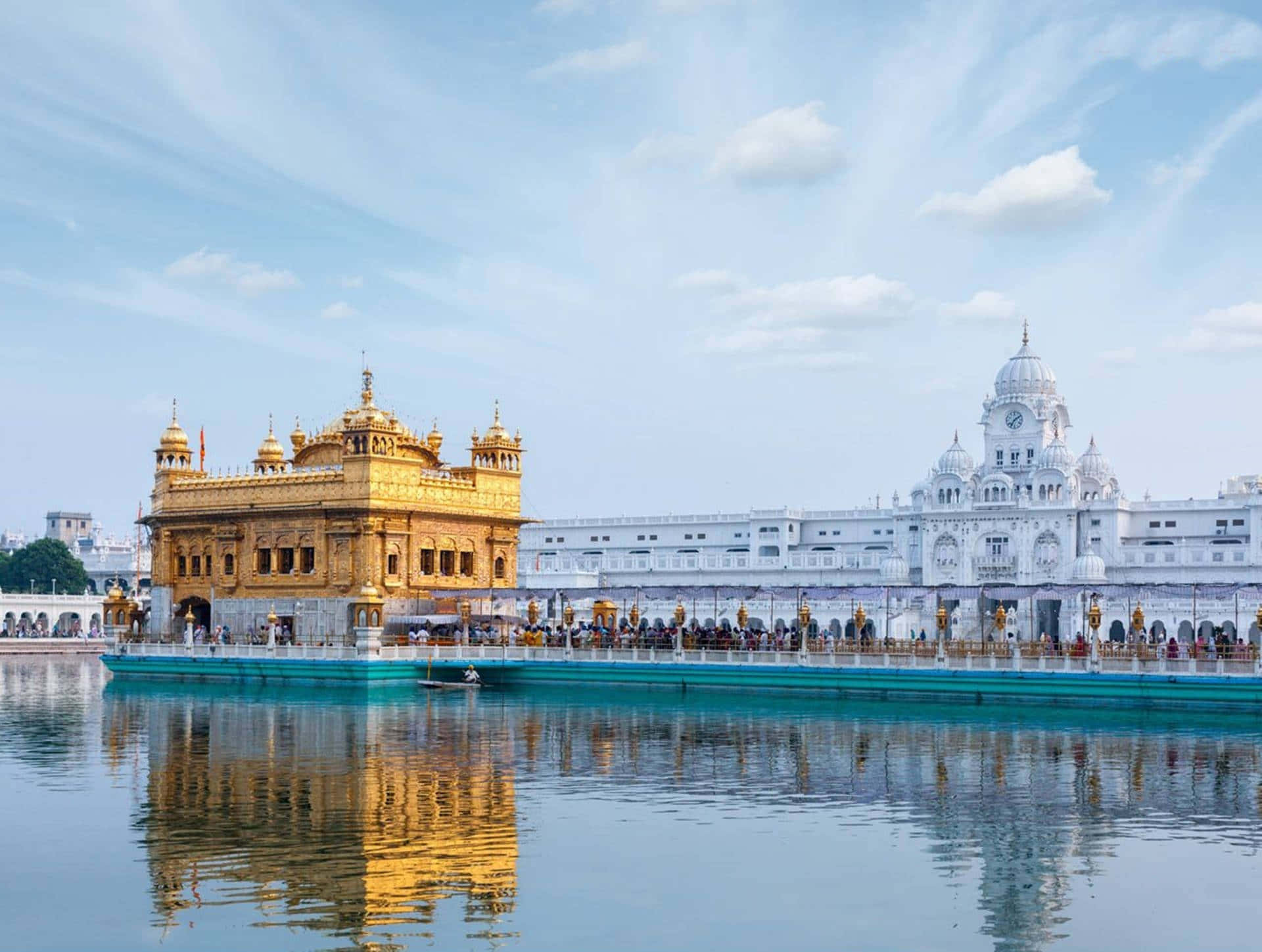 Golden Temple, clear day, bright sky, Full HD Desktop Wallpaper
