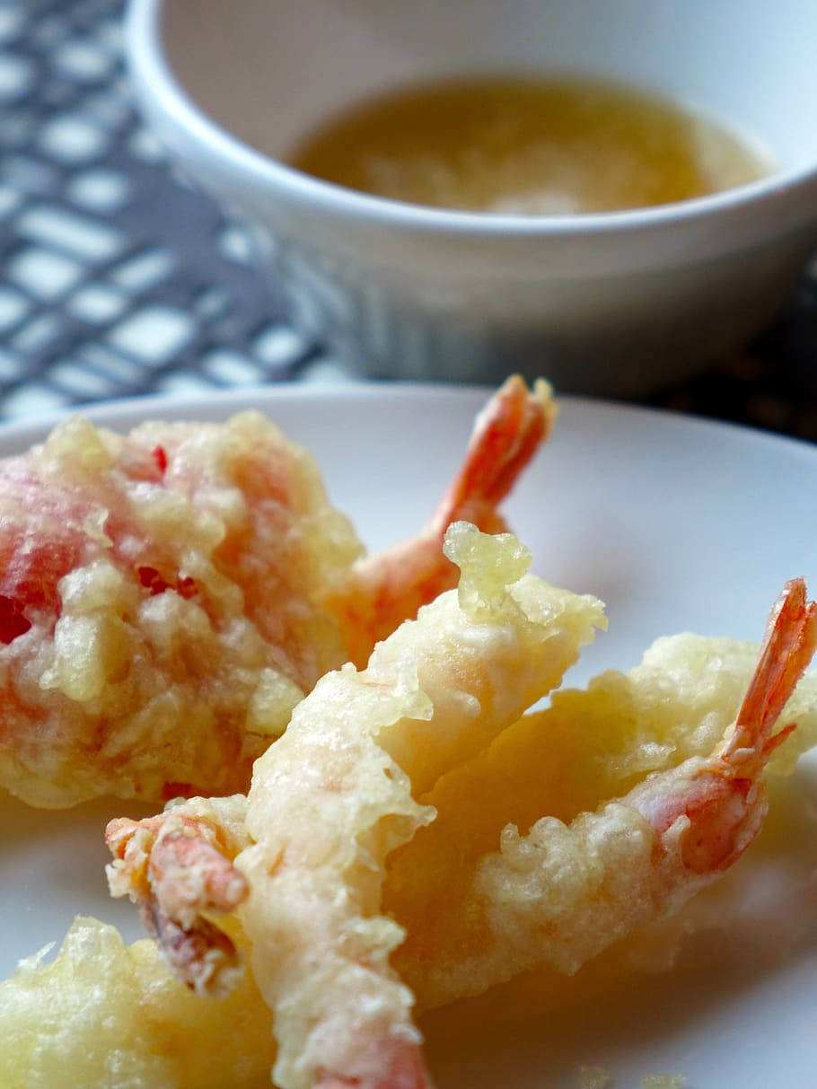 Tempura, golden tempura shrimp, delicate batter, SD Phone Wallpaper