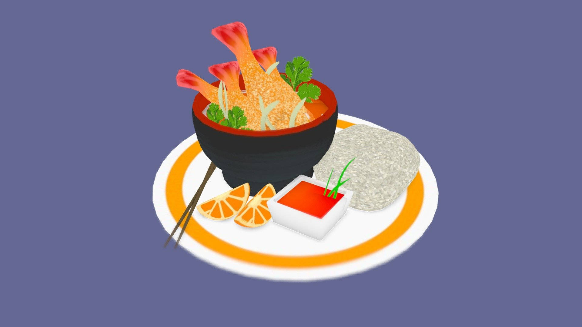 Tempura, shrimp, rice, Full HD Desktop Wallpaper