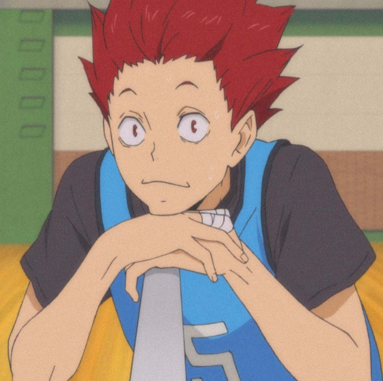 Tendo Satori, red-haired anime boy, blue jersey, SD Desktop Wallpaper