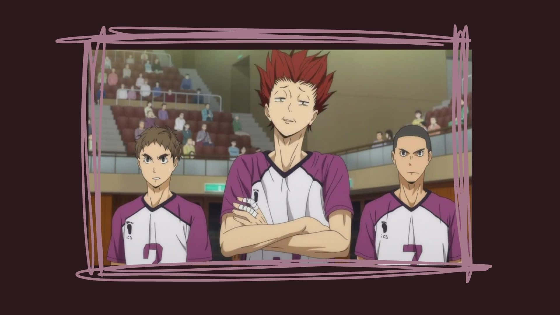 Tendo Satori, anime volleyball players, purple and white jerseys, Full HD Desktop Wallpaper