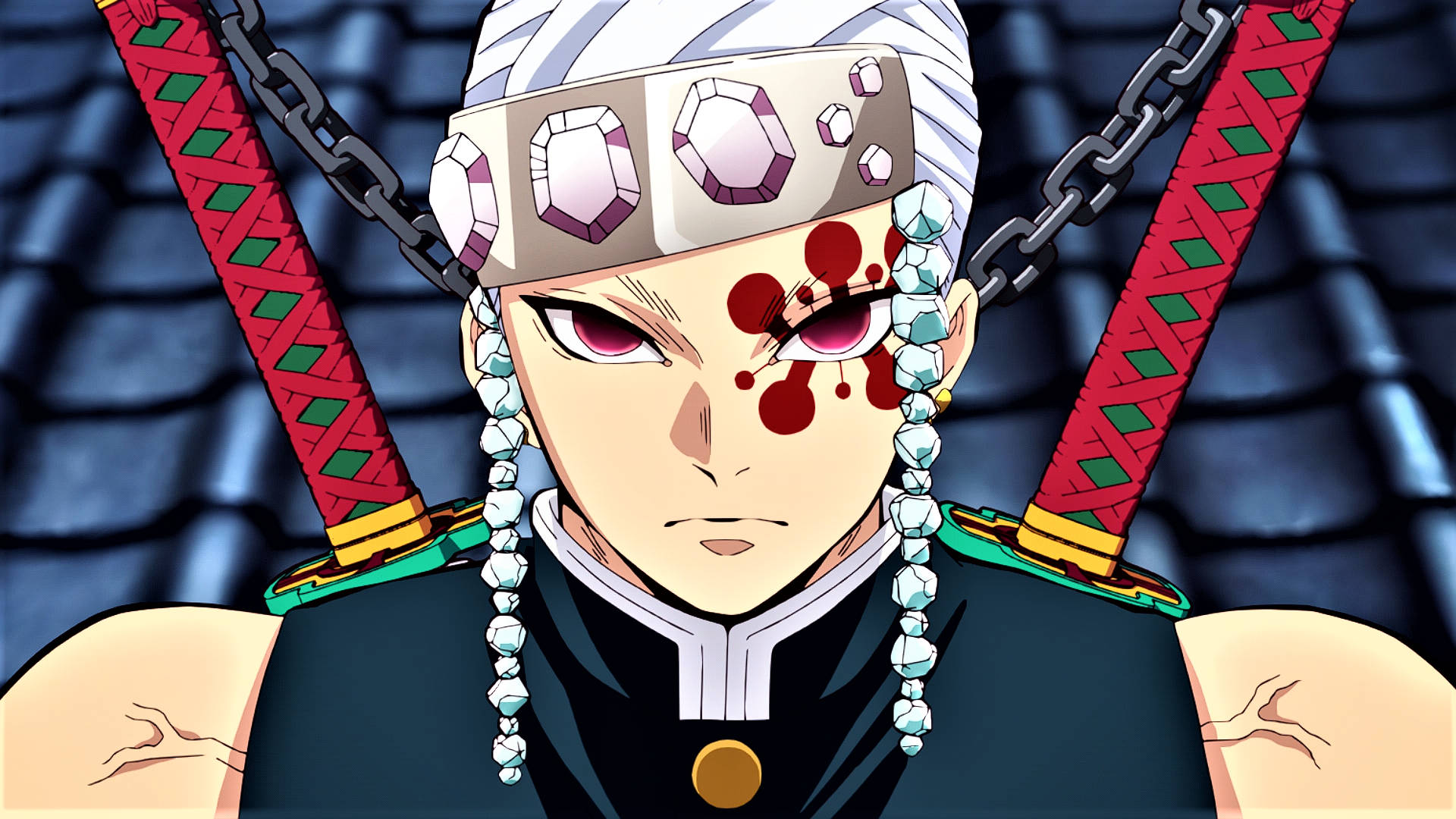 Tengen Uzui, eye tattoo, red eyes, Full HD Desktop Wallpaper