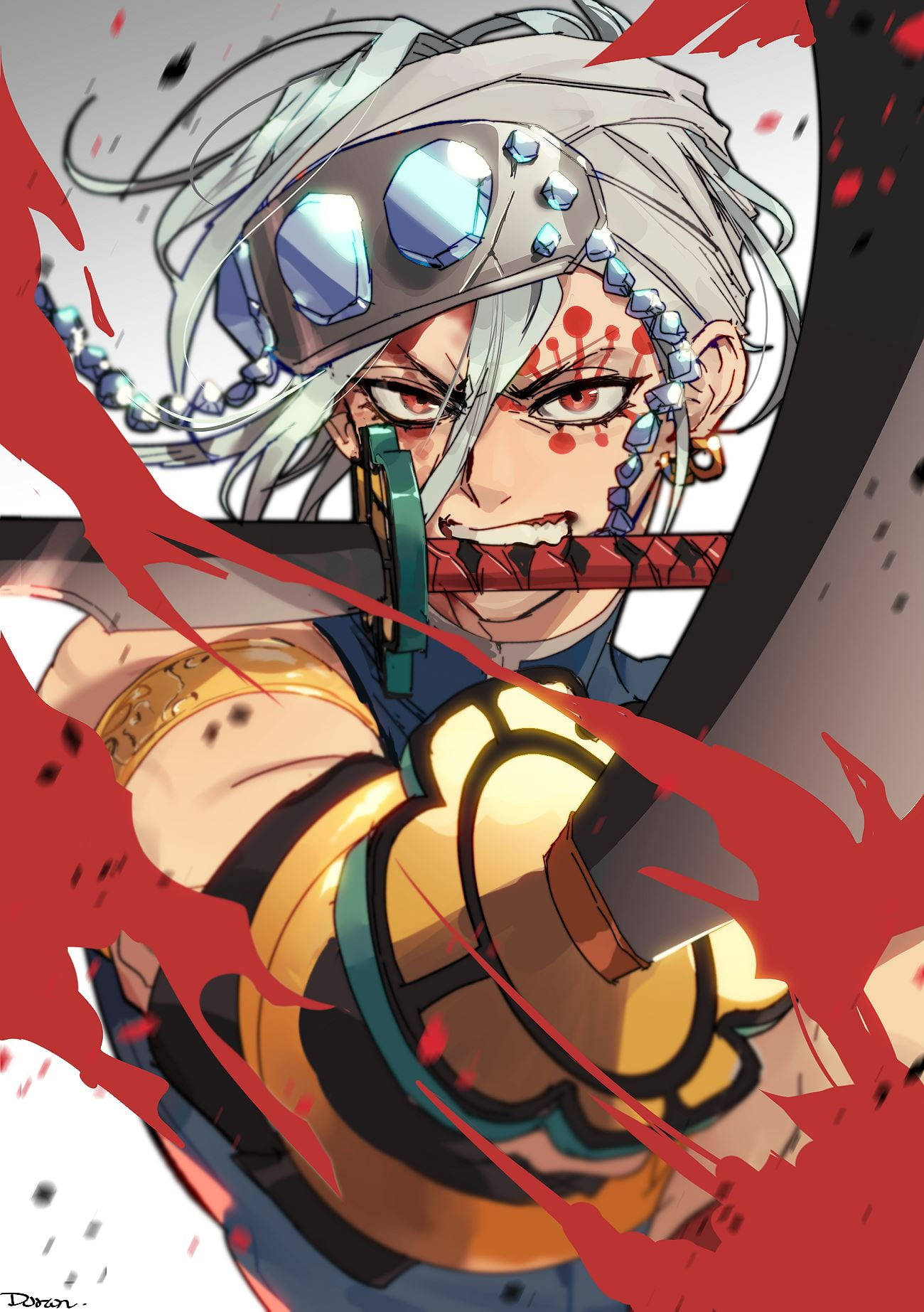 Tengen Uzui, silver hair, goggles, HD Phone Wallpaper