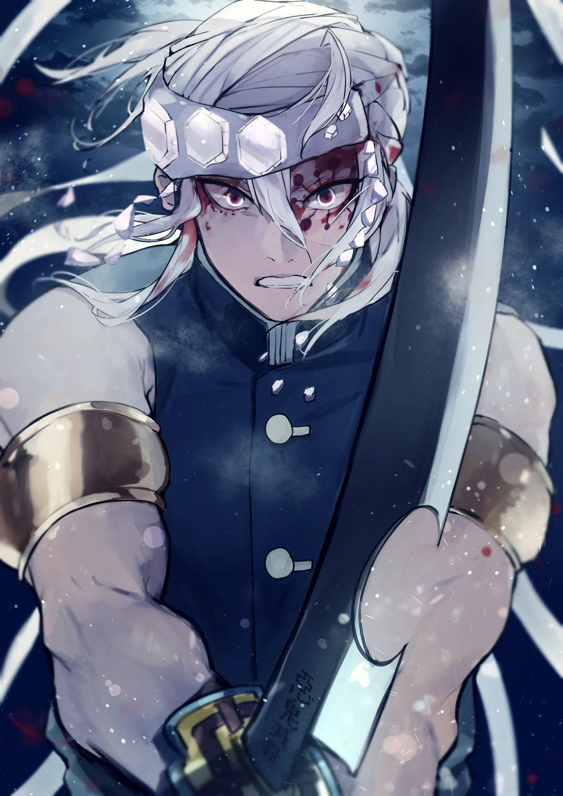 Tengen Uzui, sword, silver hair, HD Phone Wallpaper