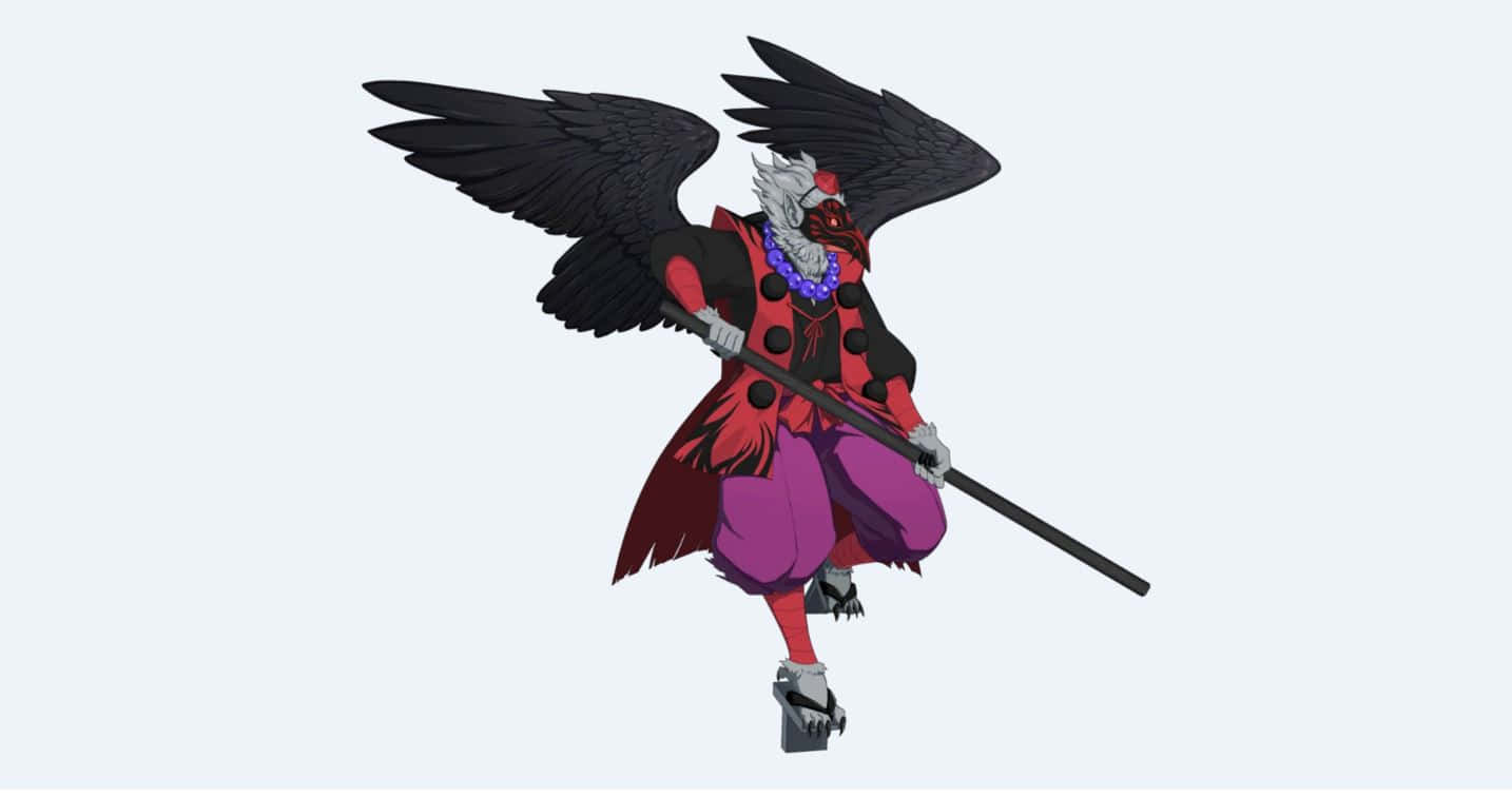 Tengu, black wings, red eyes, HD Desktop Wallpaper