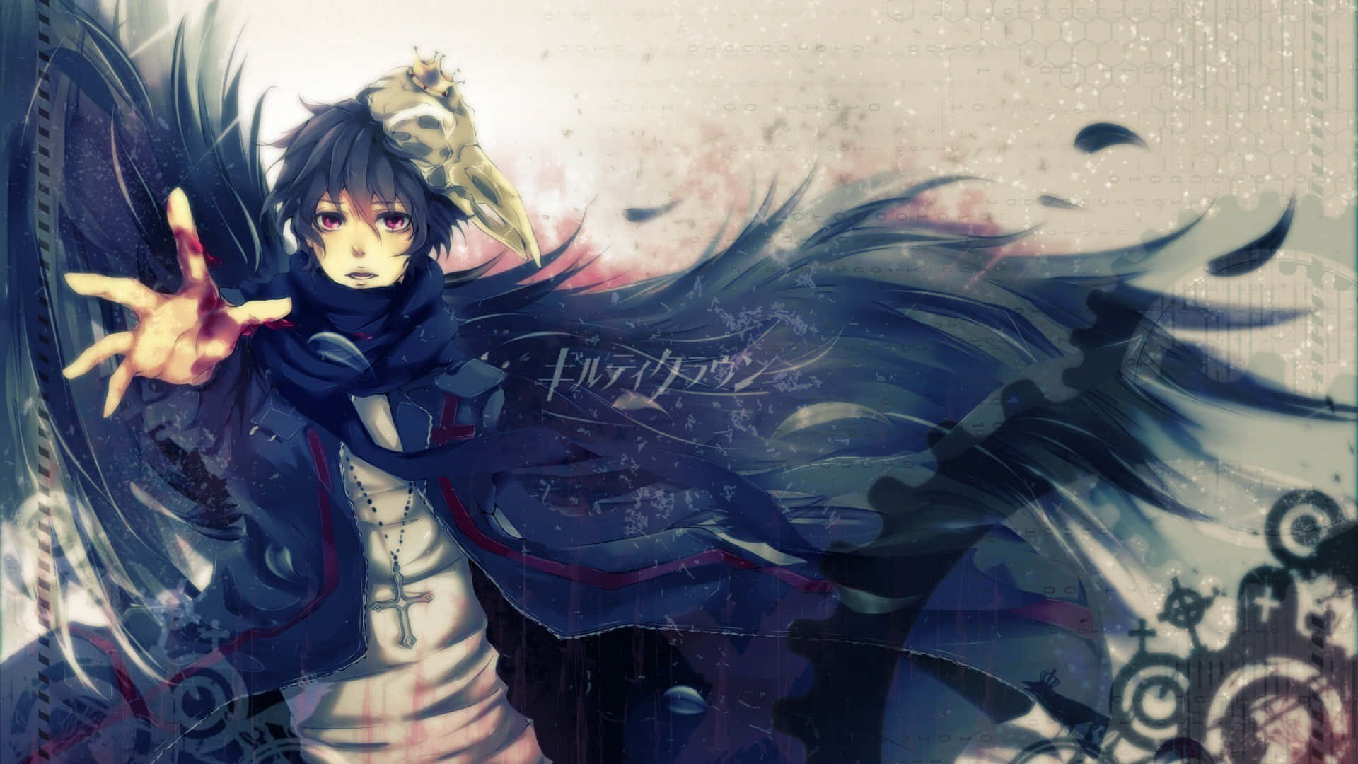 Tengu, dark-haired anime boy, crow wings, Full HD Desktop Wallpaper