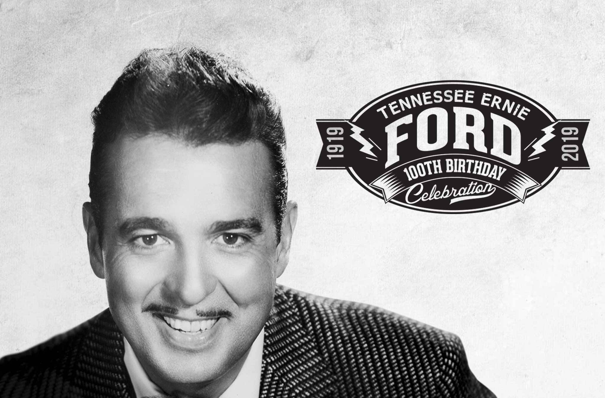 Tennessee Ernie Ford, 100th birthday, black and white portrait, Full HD Desktop Wallpaper