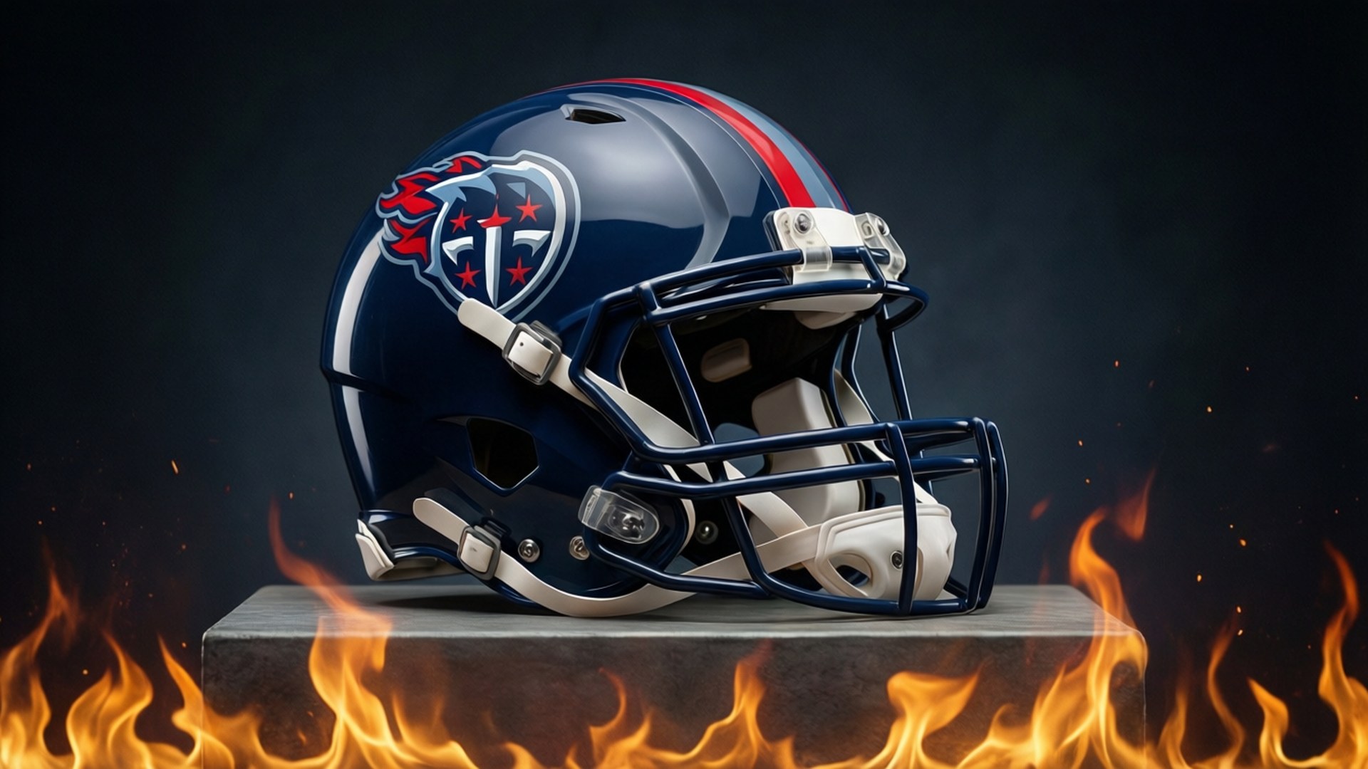 Tennessee Titans, football helmet, stone pedestal, Full HD Desktop Wallpaper
