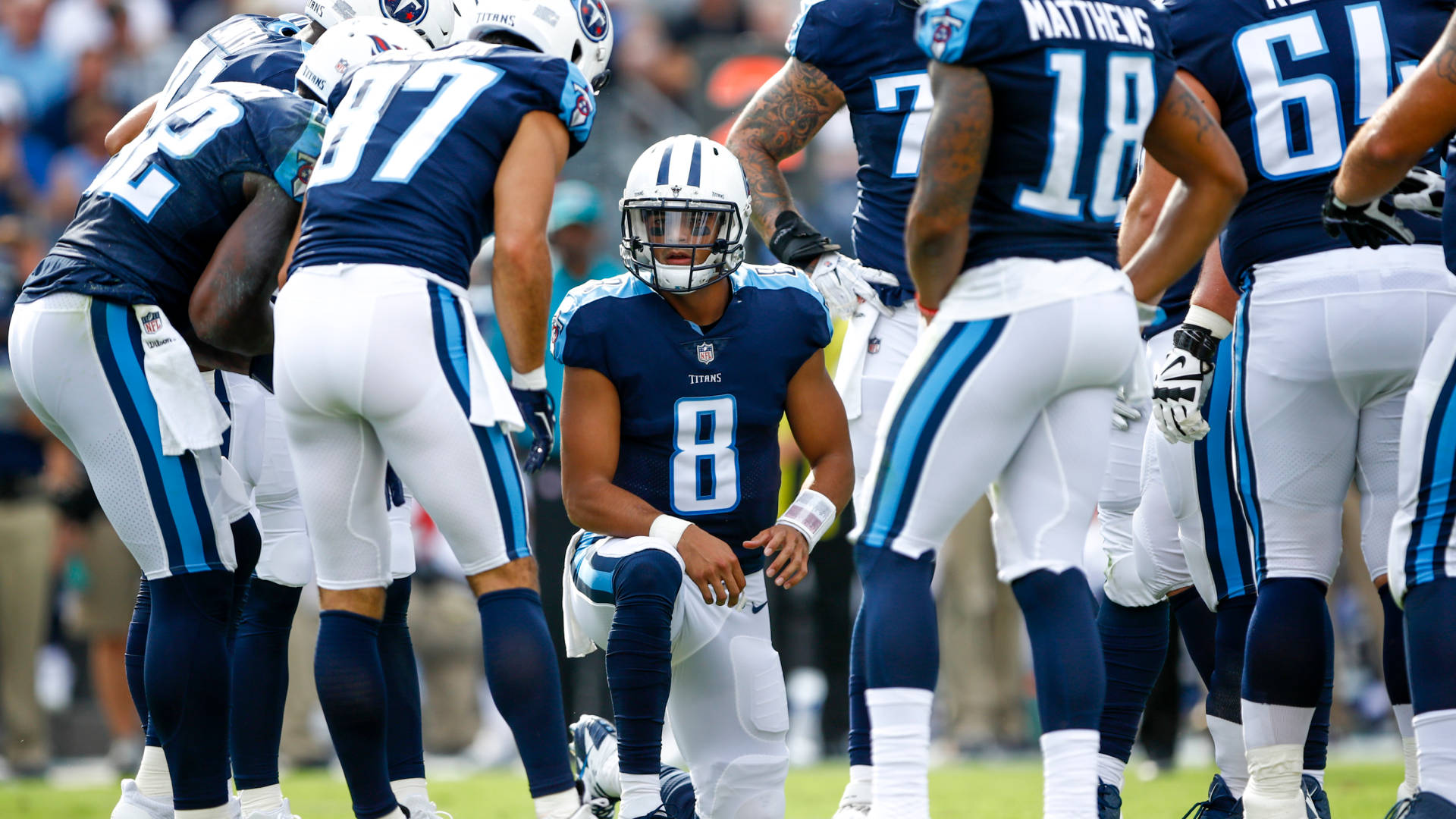 Tennessee Titans, quarterback, blue and white uniform, Full HD Desktop Wallpaper