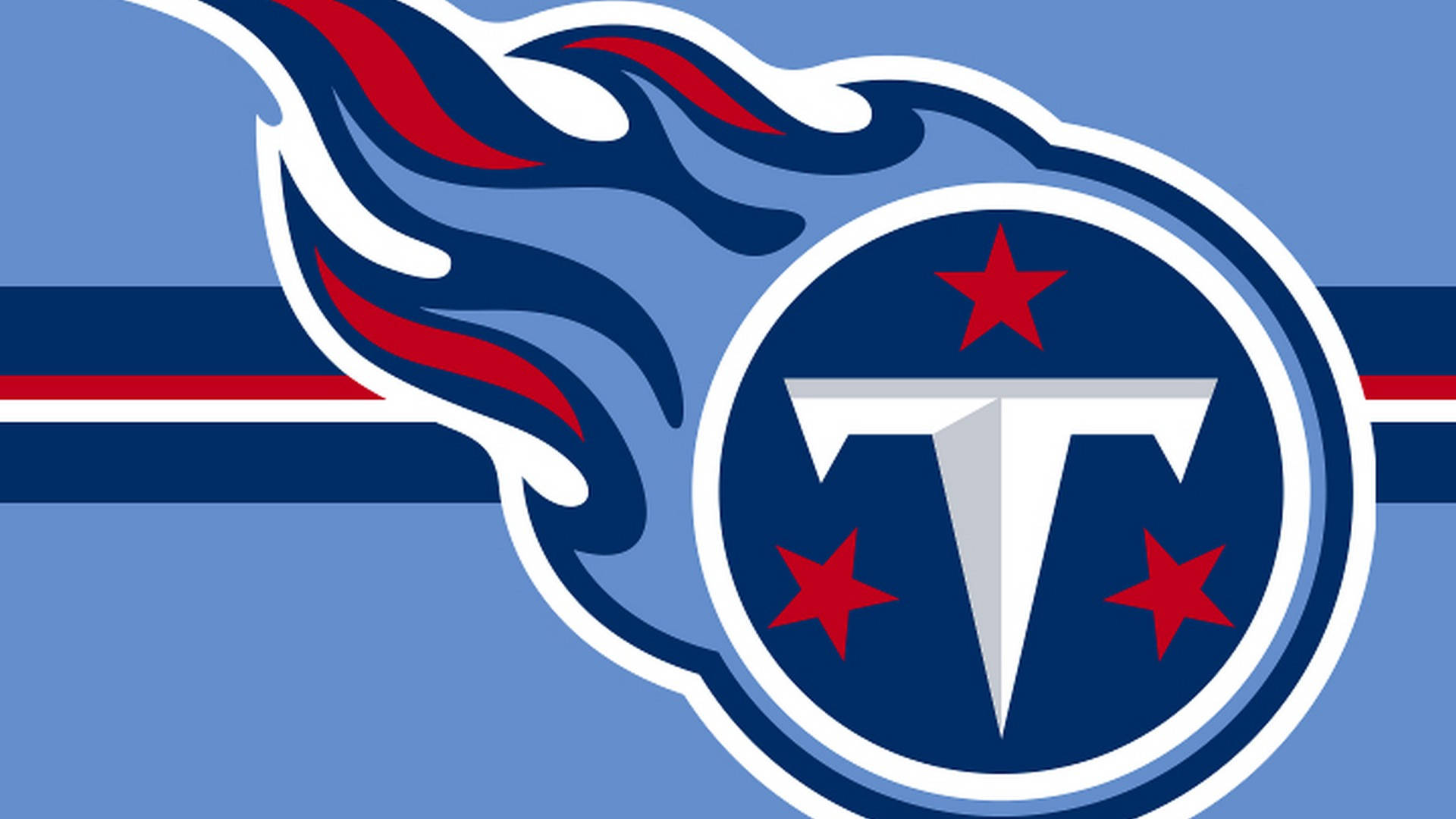 Tennessee Titans, blue and red flame design, light blue background, Full HD Desktop Wallpaper
