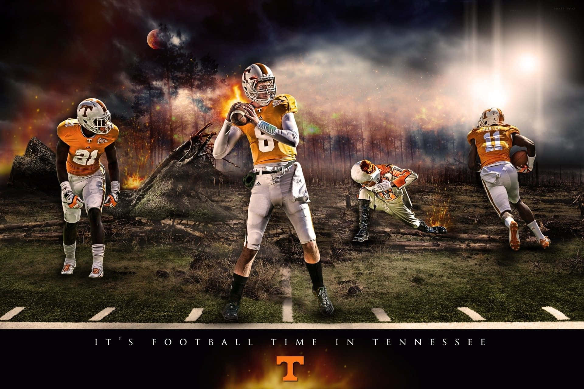 Tennessee Volunteers, orange and white uniforms, scorched field, Full HD Desktop Wallpaper