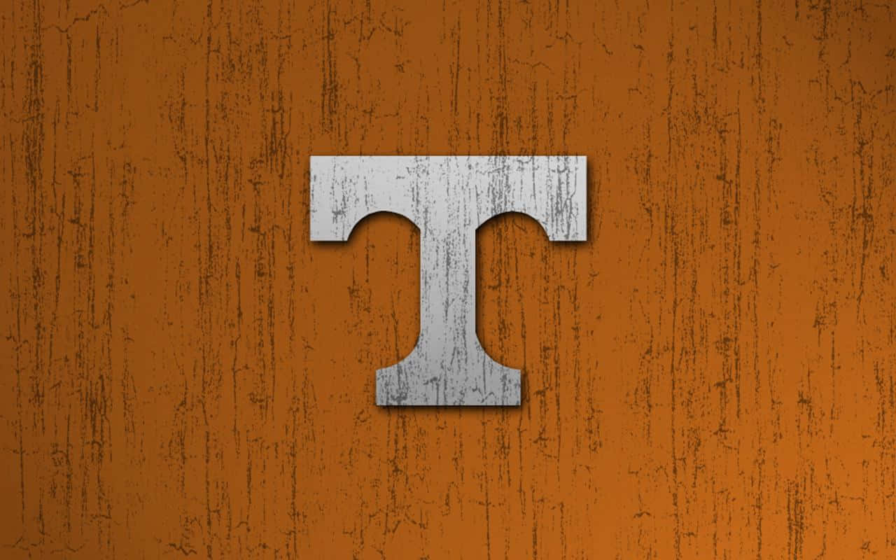 Tennessee Volunteers, silver letter T, textured orange background, HD Desktop Wallpaper
