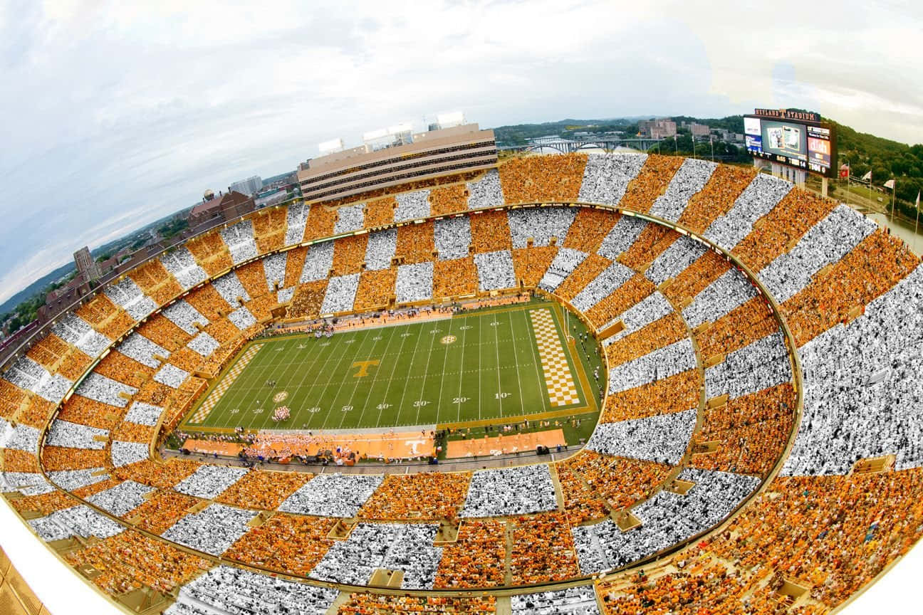 Tennessee Volunteers, football stadium, orange and white checkerboard pattern, HD Desktop Wallpaper