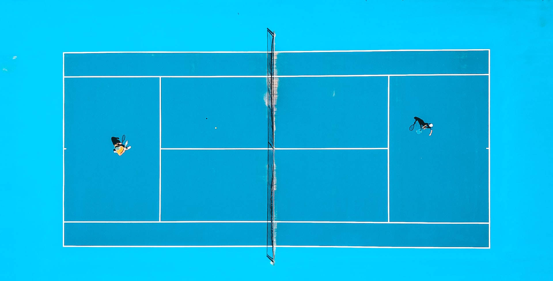 sport blue tennis court, vibrant blue court, crisp white lines, Full HD Desktop Wallpaper